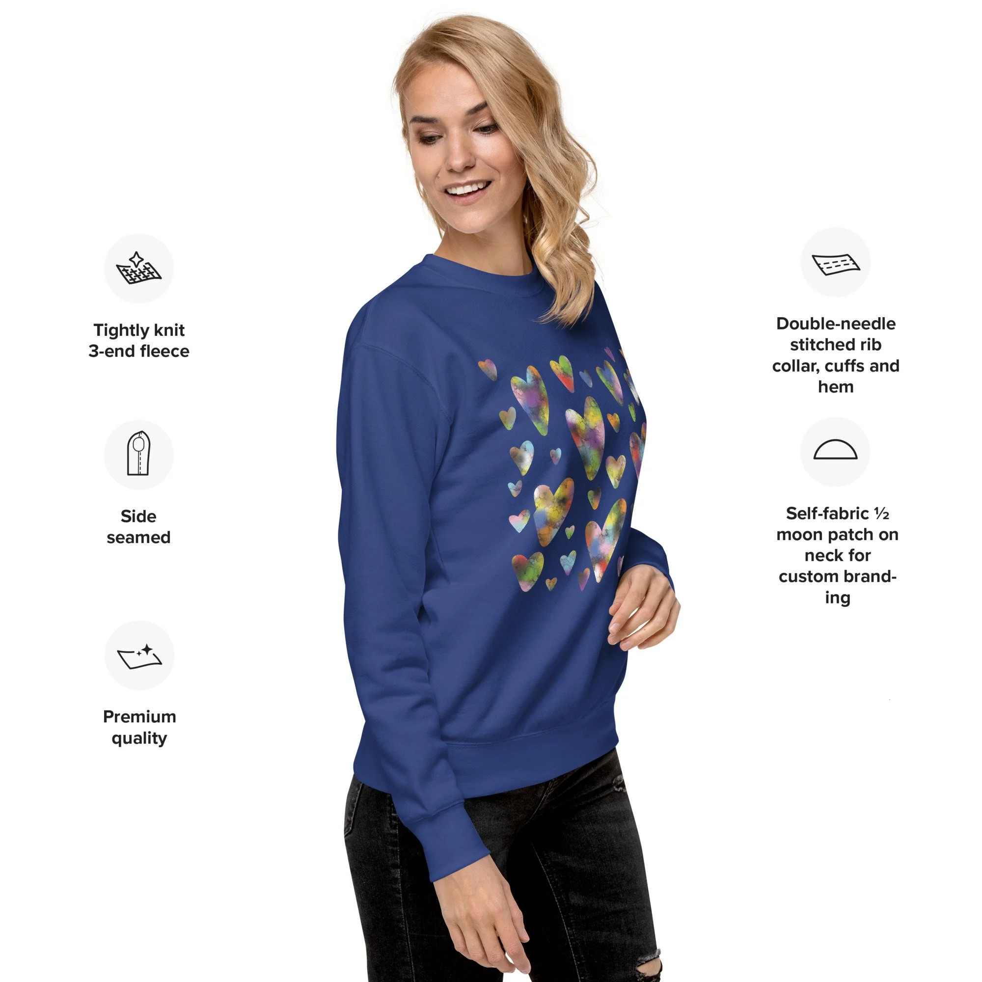 Rainbow Hearts Unisex Premium Sweatshirt - AbstractbyRabrams -