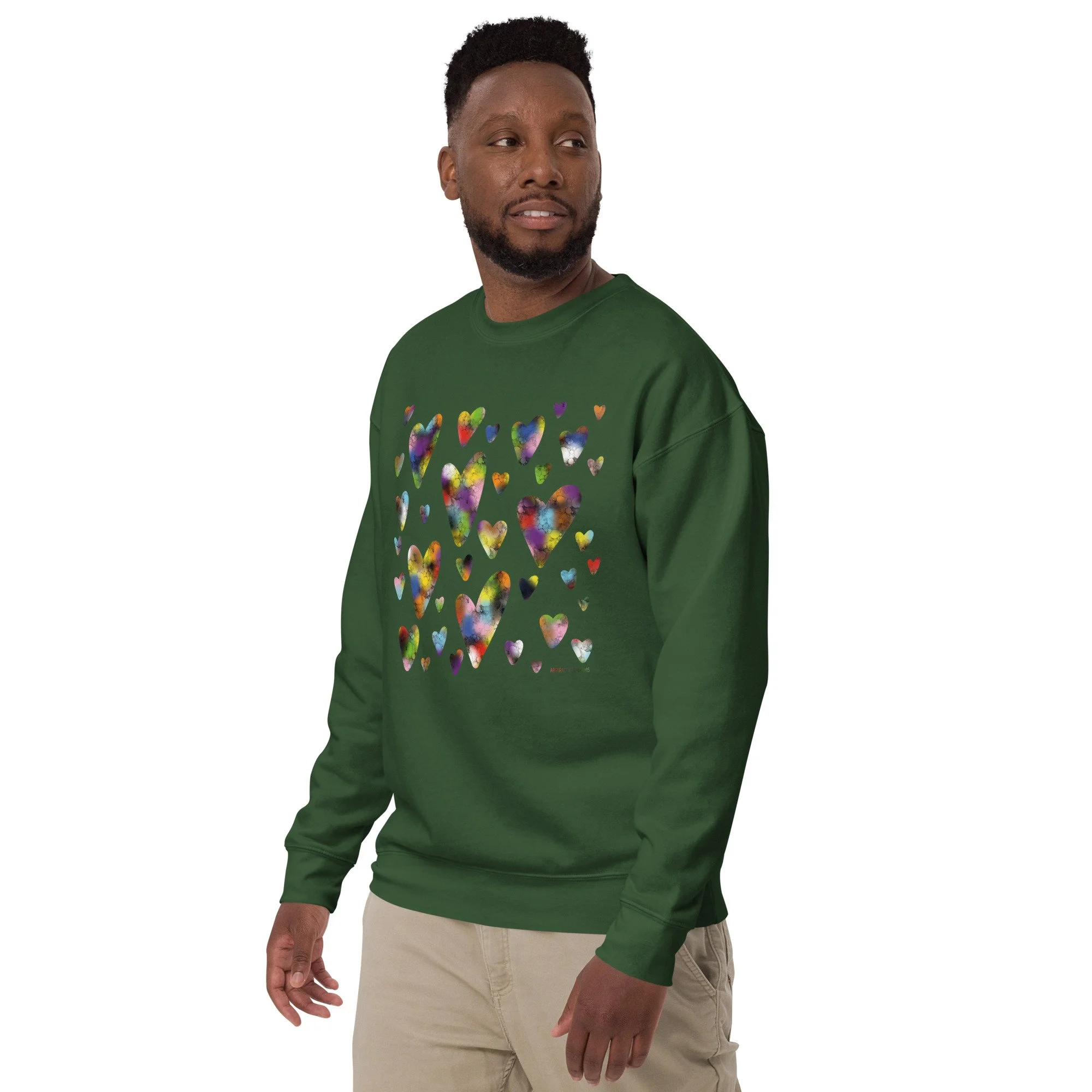 Rainbow Hearts Unisex Premium Sweatshirt - AbstractbyRabrams -