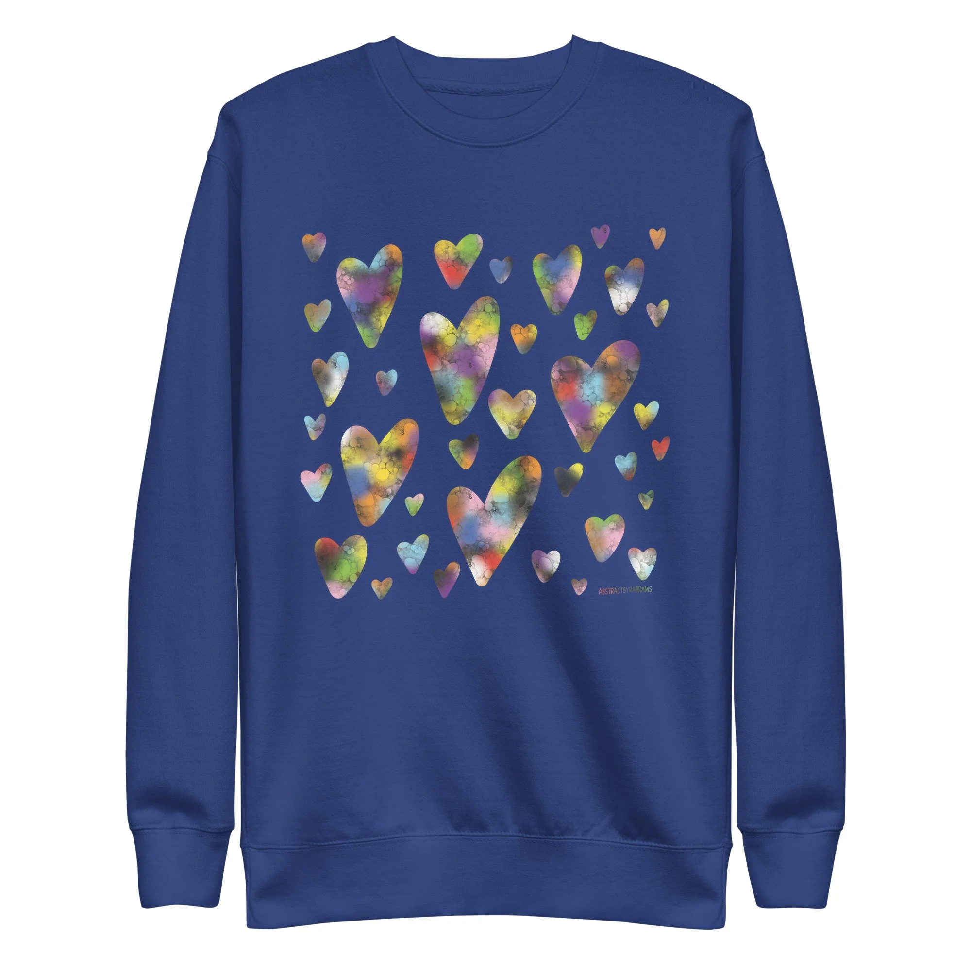 Rainbow Hearts Unisex Premium Sweatshirt - AbstractbyRabrams - 694F40C1C49D6_Team-Royal-S