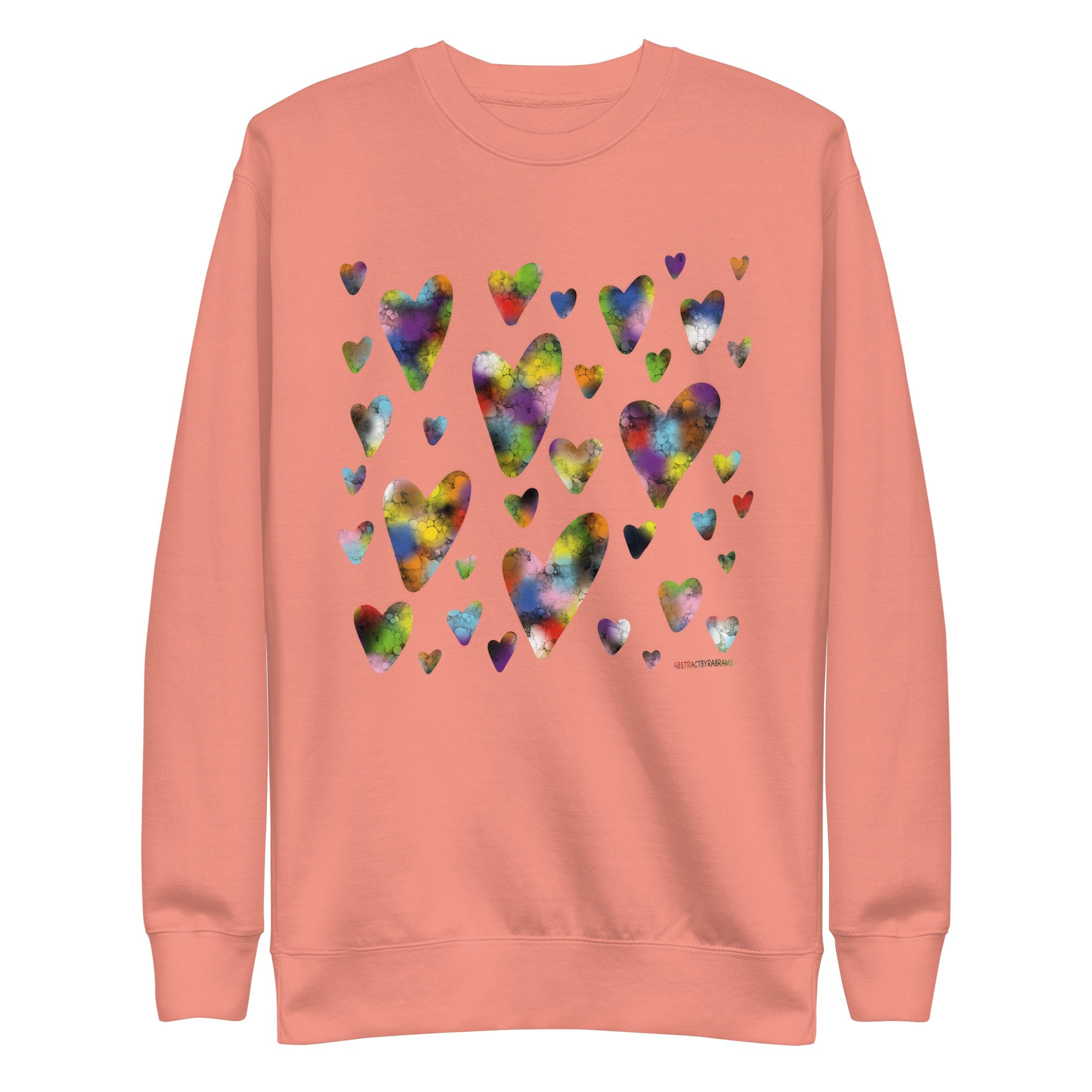 Rainbow Hearts Unisex Premium Sweatshirt - AbstractbyRabrams - 694F40C1C49D6_Dusty-Rose-S