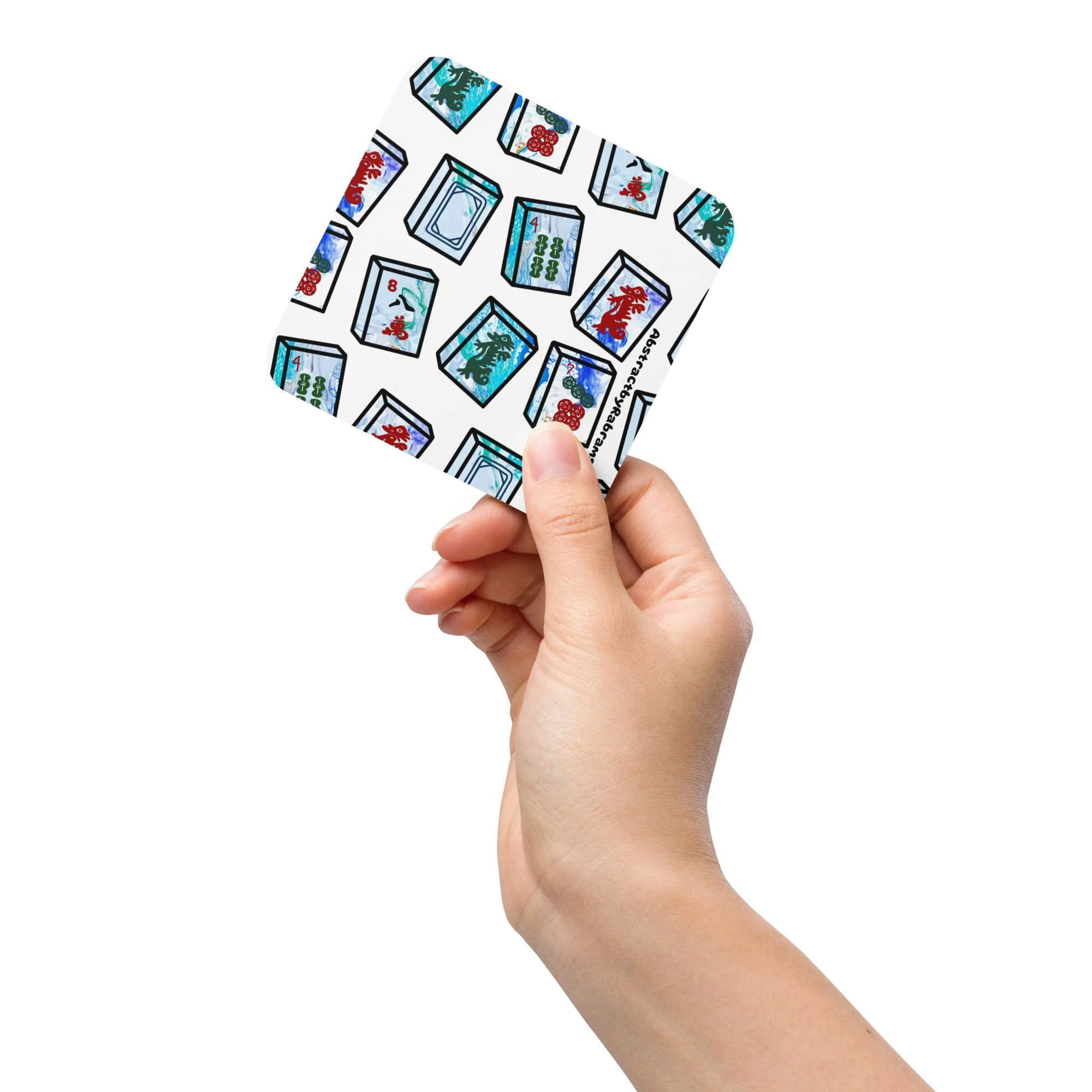 Blue Mahjong Tiles Coaster - Cork-Back Coaster - 1 Coaster - AbstractbyRabrams -