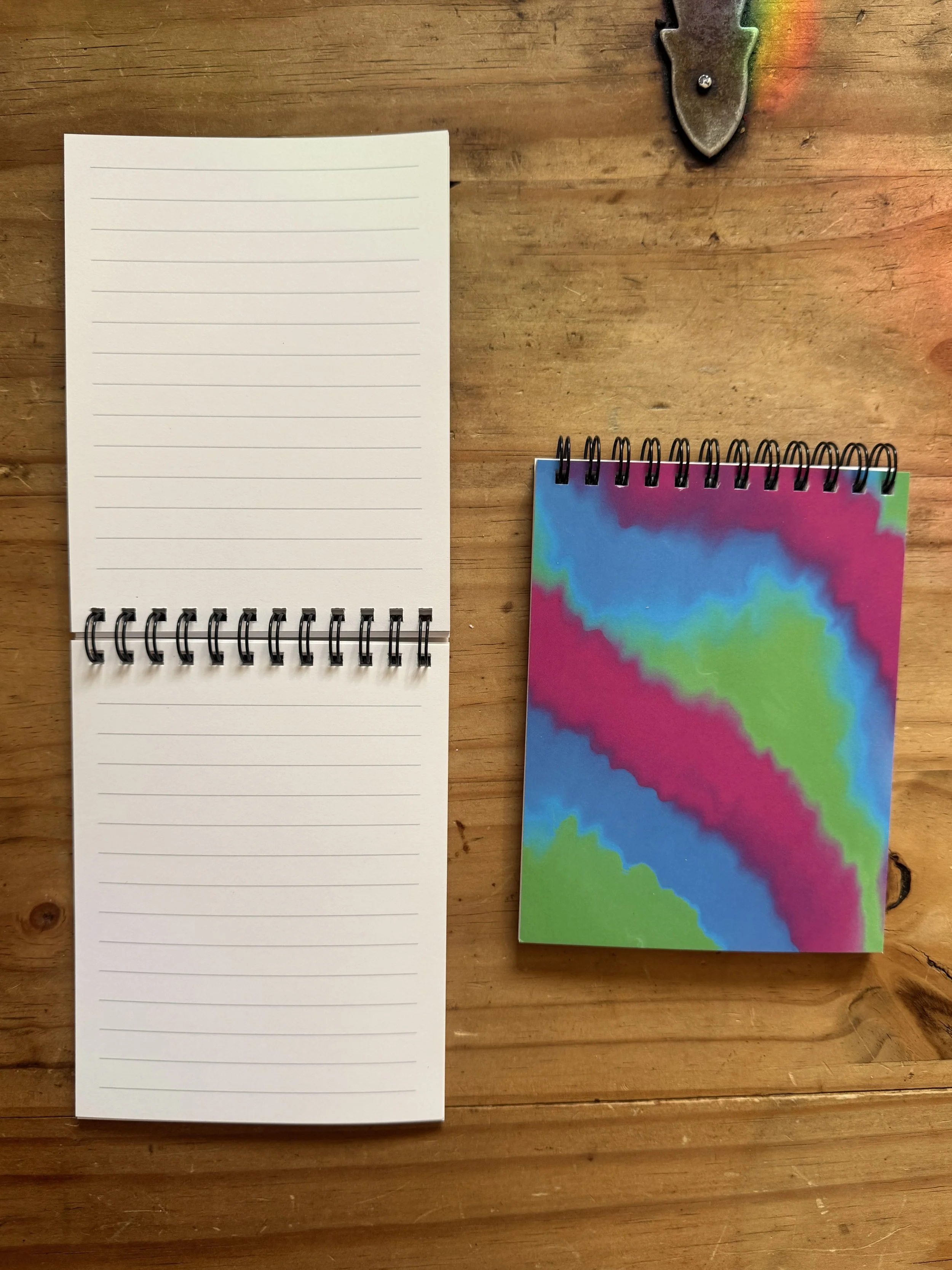 Green, Blue and Pink Lined Notepad - 5.5"x4.25" - AbstractbyRabrams -