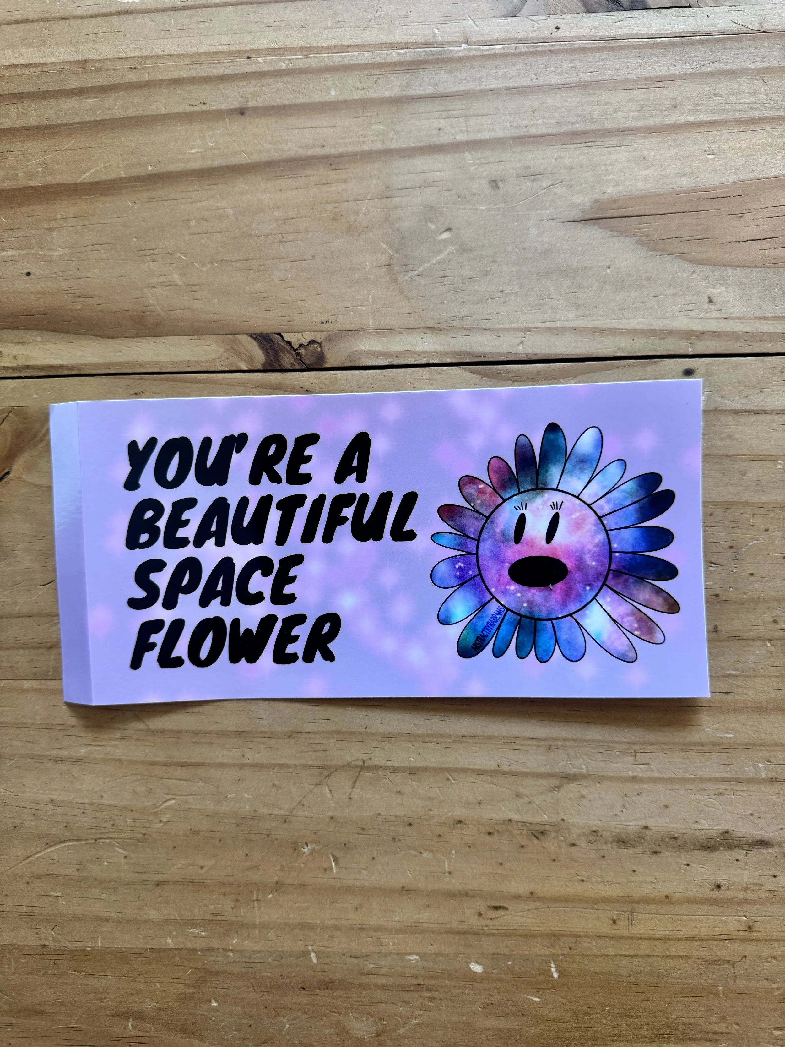 Beautiful Space Flower Bumper Sticker- - 3.5” × 7.8” - Glossy - AbstractbyRabrams -
