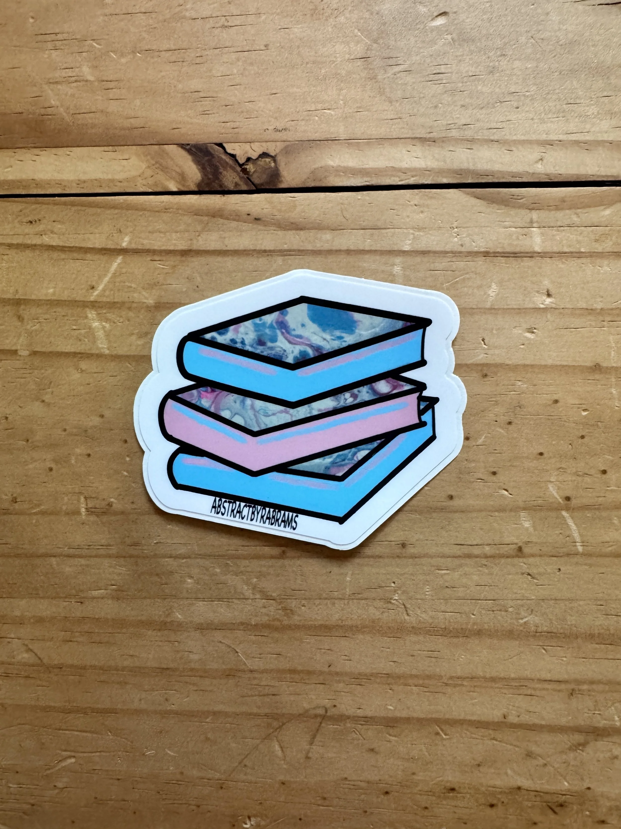 Rainbow and Trans Stacks of Books Sticker - AbstractbyRabrams - SQ1730305
