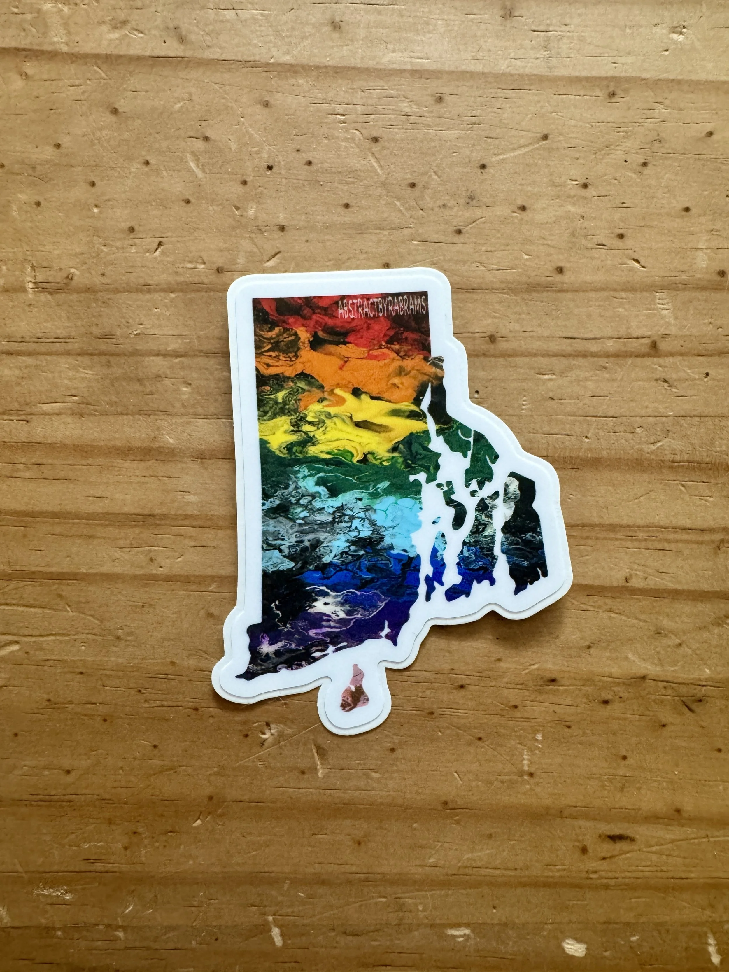 PREORDER!! Rhode Island State Trans Pride and Rainbow State Vinyl Sticker - AbstractbyRabrams - SQ7037337