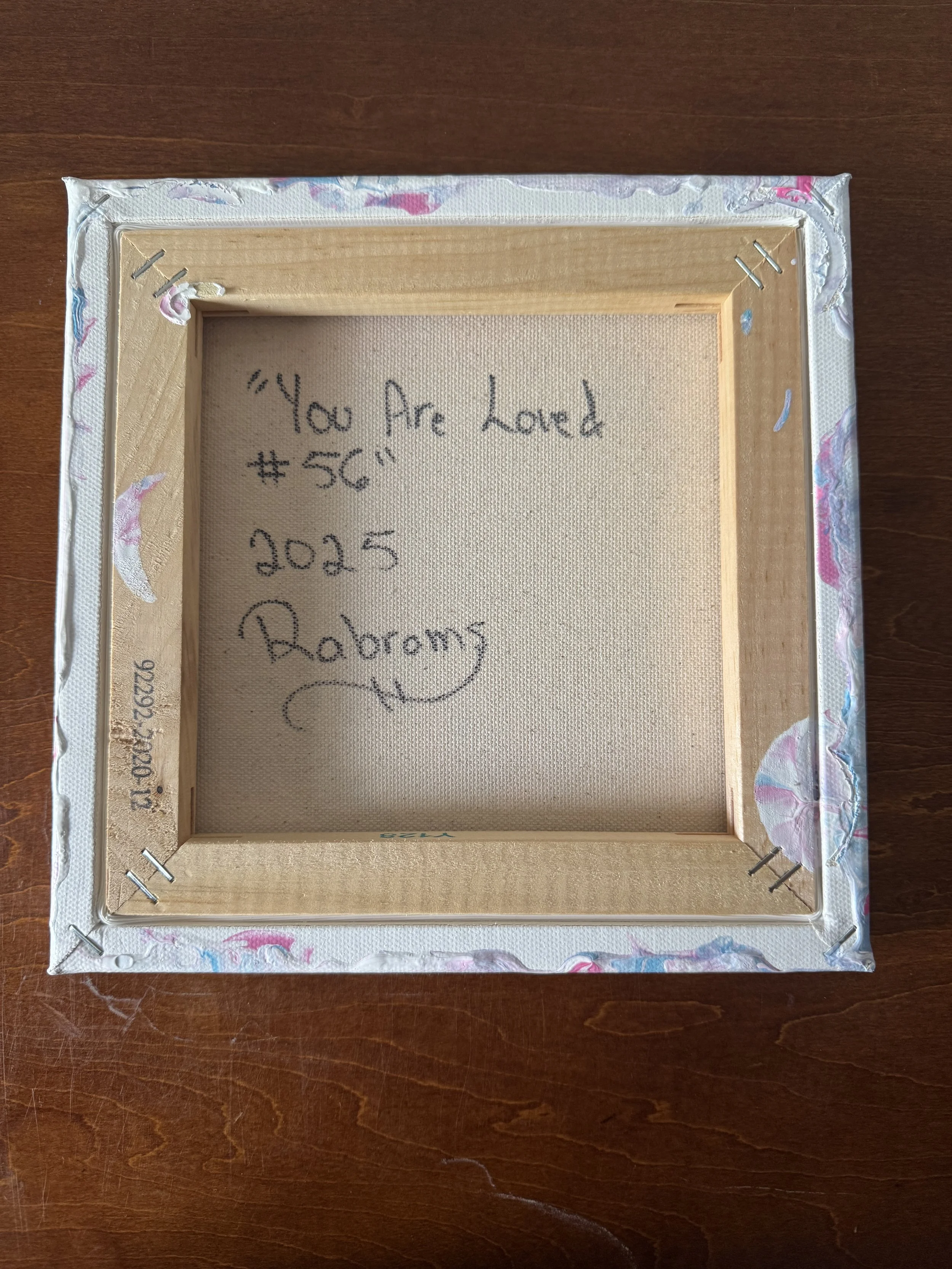 Subtle Trans Pride Painting - "You are Loved #56" 8"x8" - AbstractbyRabrams -