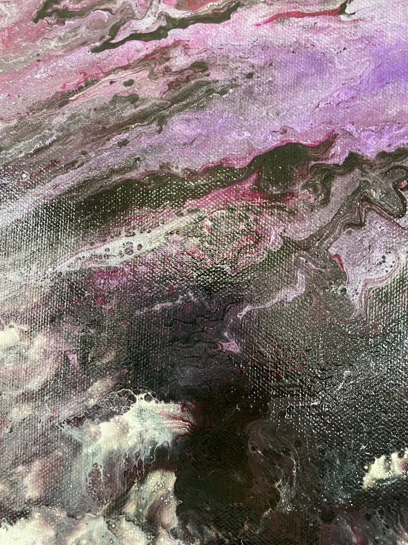 Dark Matter Abstract Pour Painting - 12"x12" - AbstractbyRabrams -