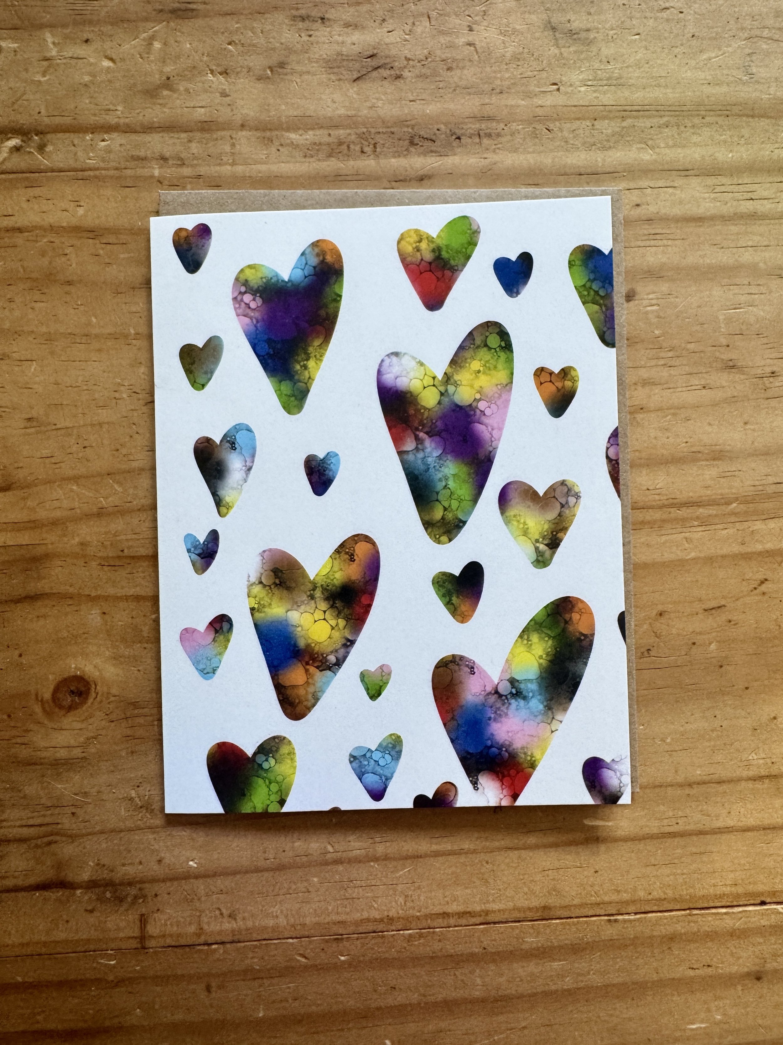 Rainbow Hearts Greeting Card - AbstractbyRabrams -