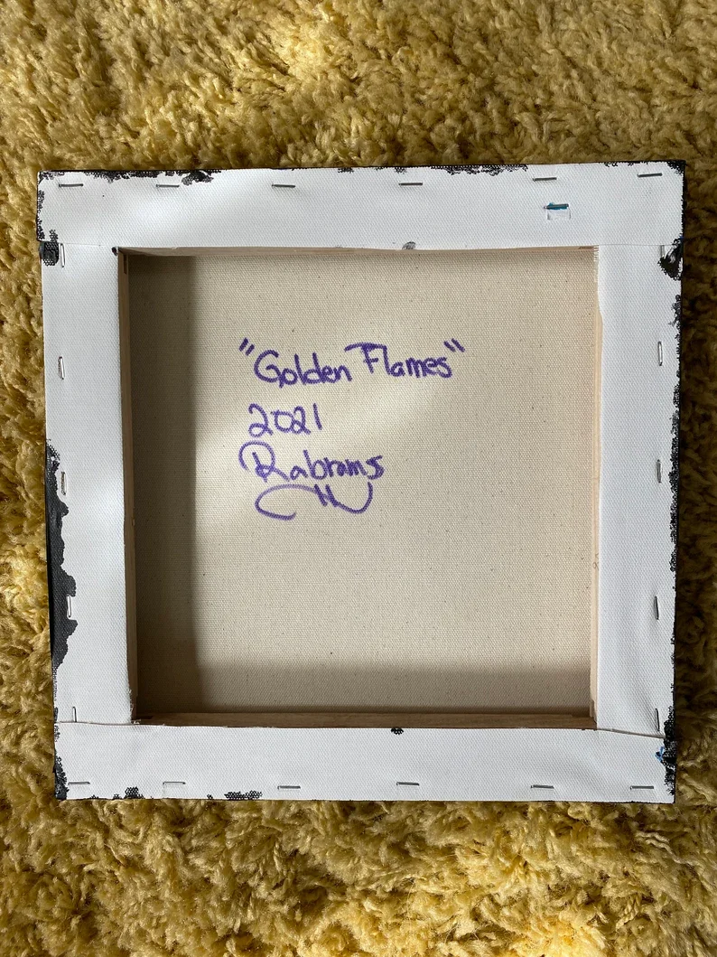 Golden Flame - 12"x12" Abstract Pour Painting - AbstractbyRabrams -