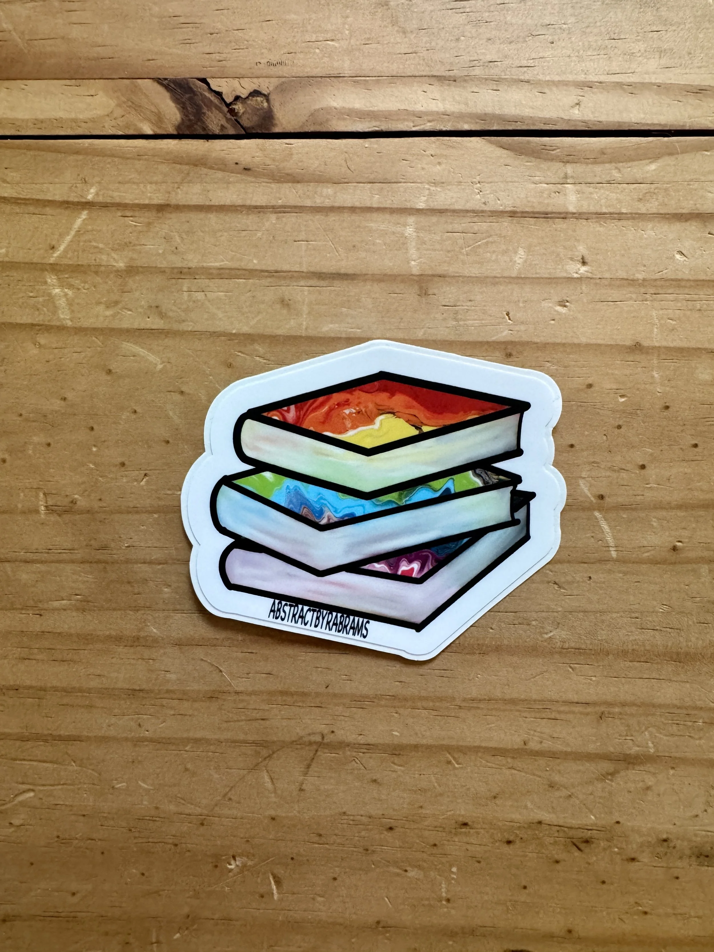Rainbow and Trans Stacks of Books Sticker - AbstractbyRabrams - SQ4180196