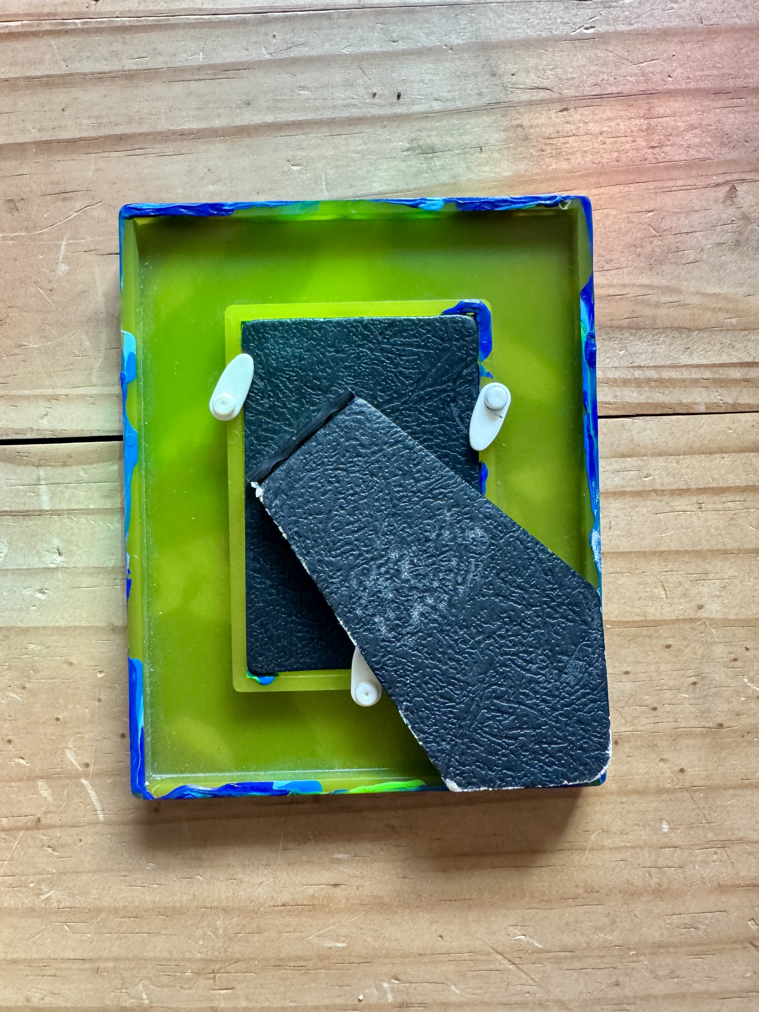 Upcycled Hand painted Picture Frame - Holds Ones 2"x3" picture - AbstractbyRabrams -