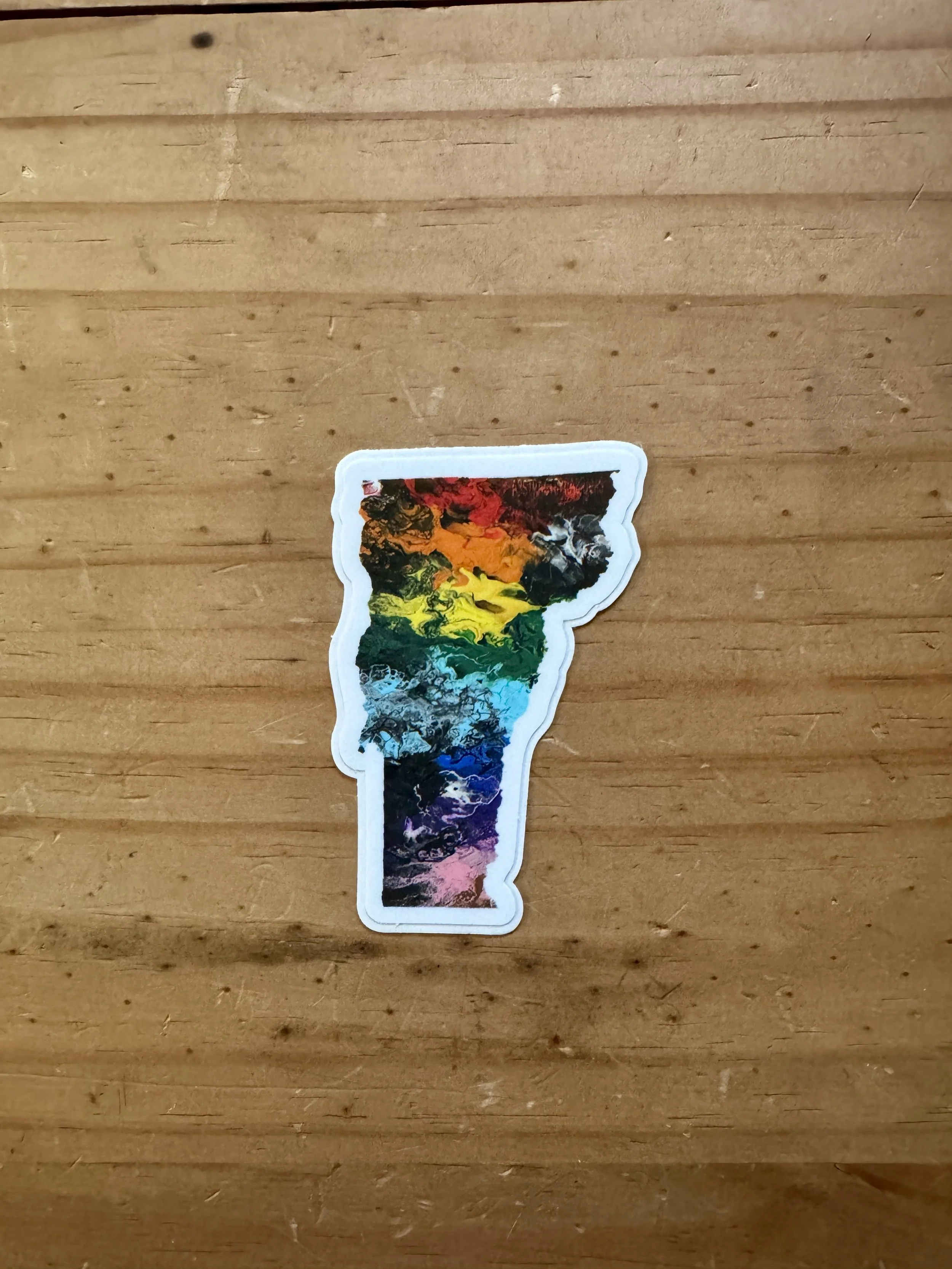Vermont State Trans Pride and Rainbow State Vinyl Sticker - AbstractbyRabrams - SQ8660506