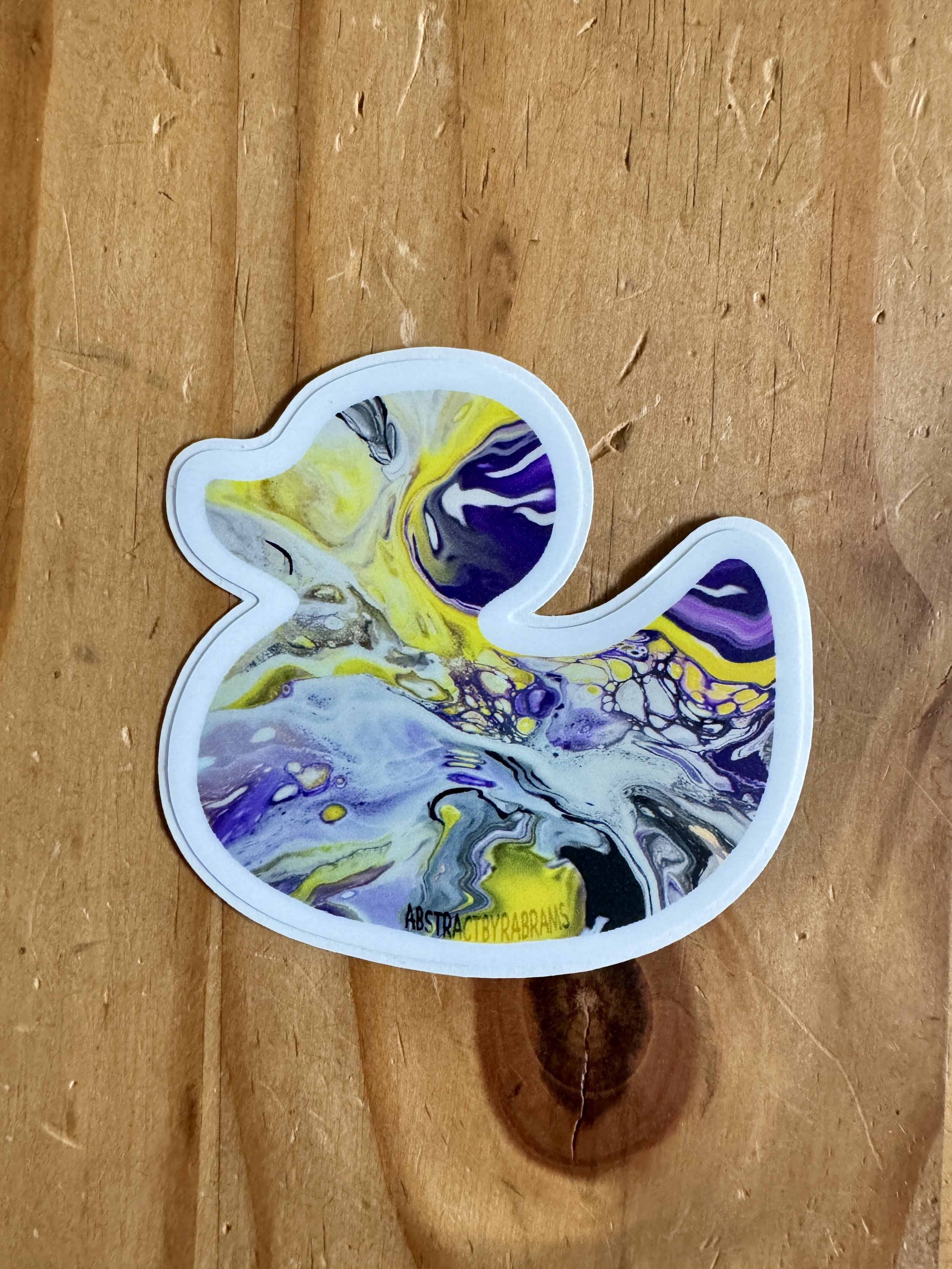 Purple, Yellow, Black and White Duck Sticker - Nonbinary Pride - Easy Peel - Vinyl - 3"