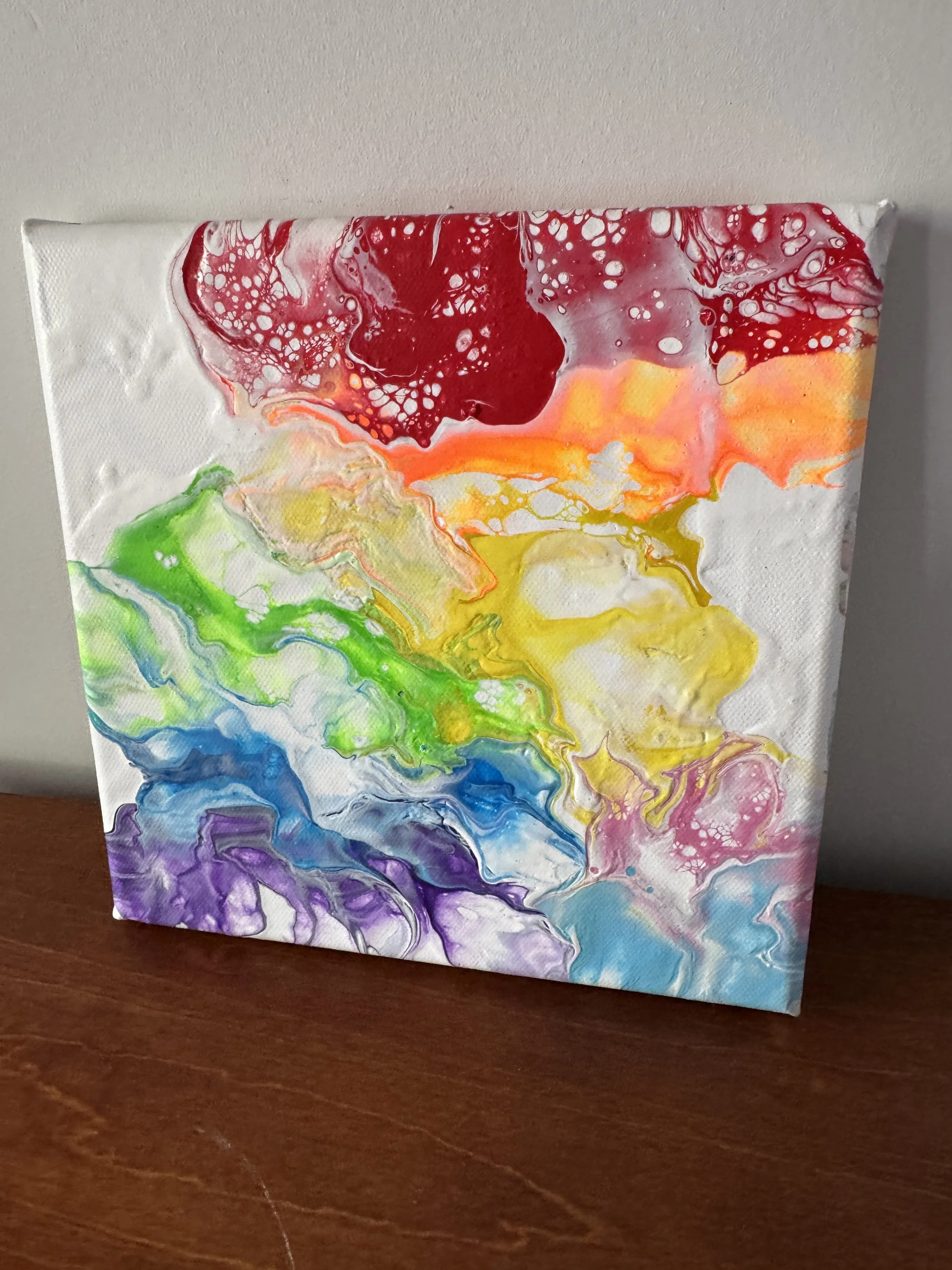 Abstract Rainbow Painting "Awesome Like You #9" - 8"x8" - AbstractbyRabrams -