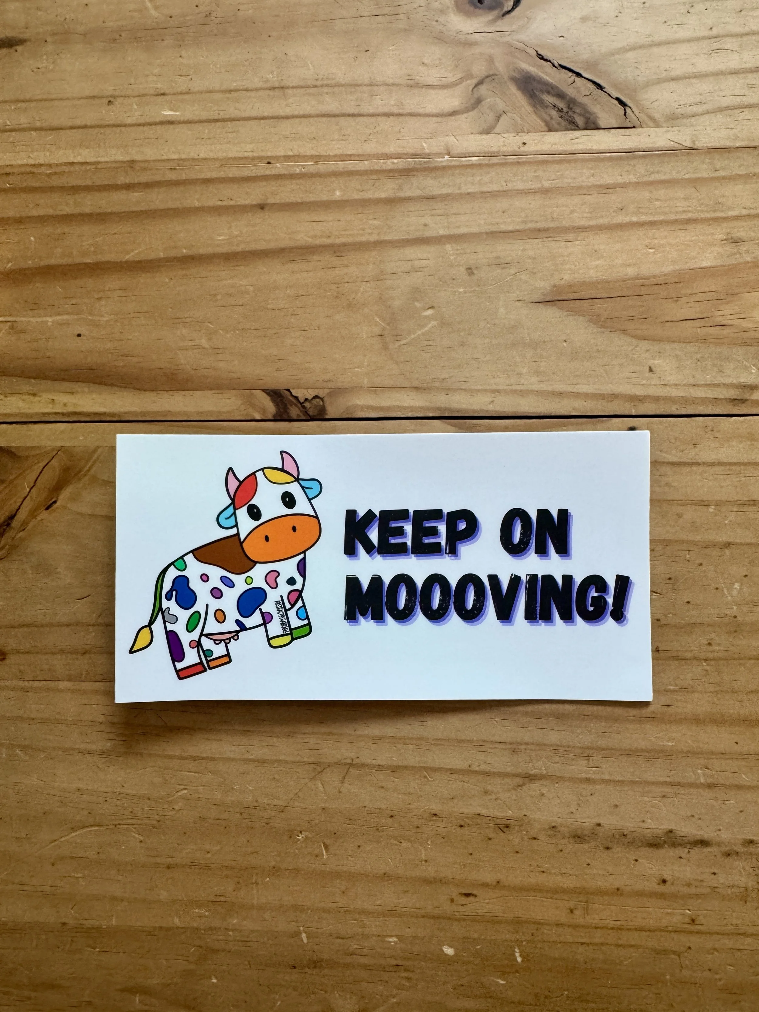 Cow Bumper Sticker- - 3.5” × 7.8” - Matte - AbstractbyRabrams -