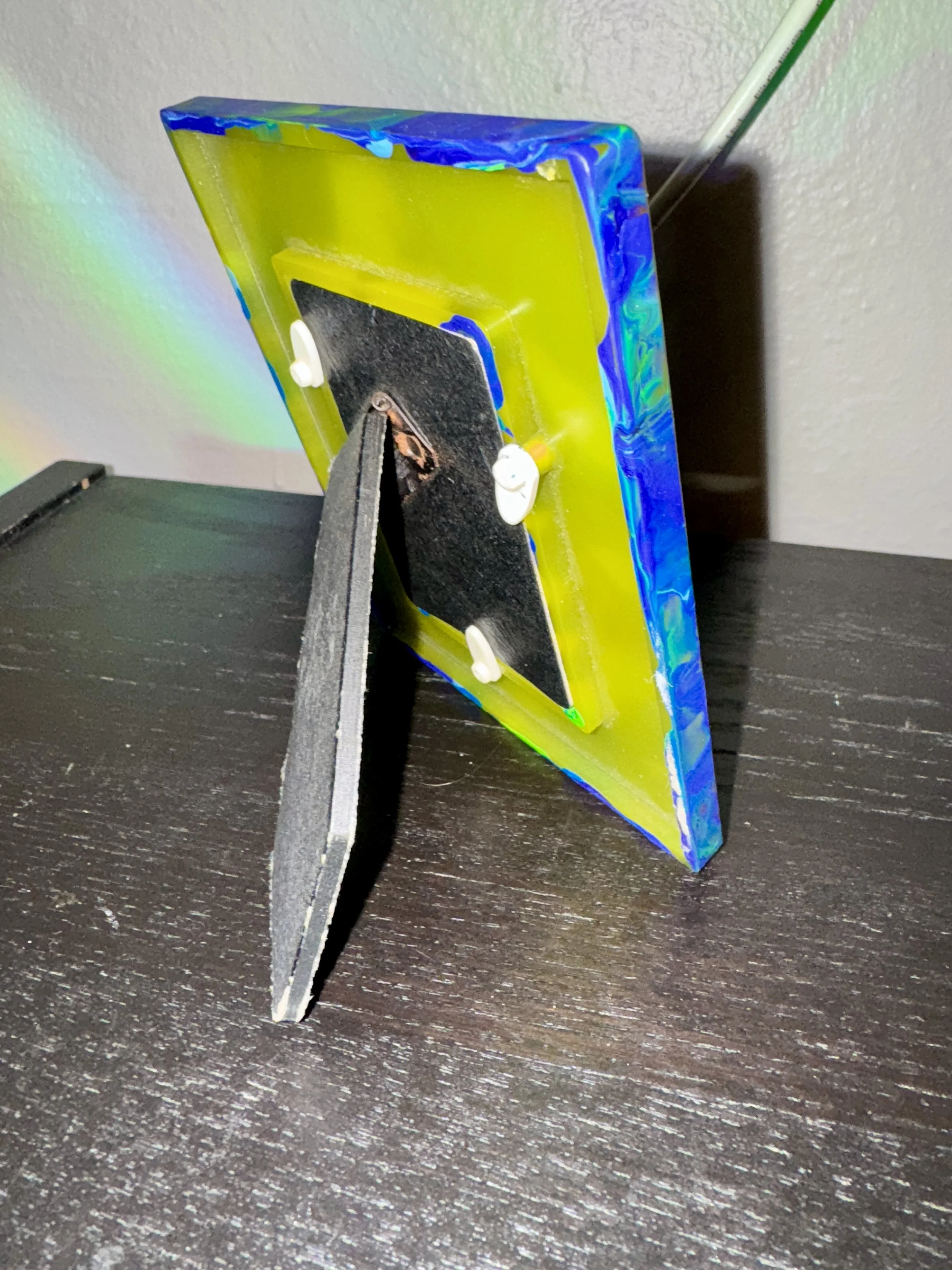 Upcycled Hand painted Picture Frame - Holds Ones 2"x3" picture - AbstractbyRabrams -