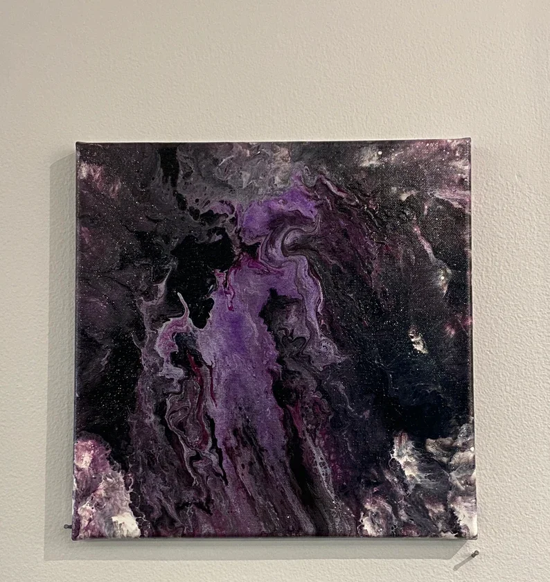 Dark Matter Abstract Pour Painting - 12"x12" - AbstractbyRabrams -