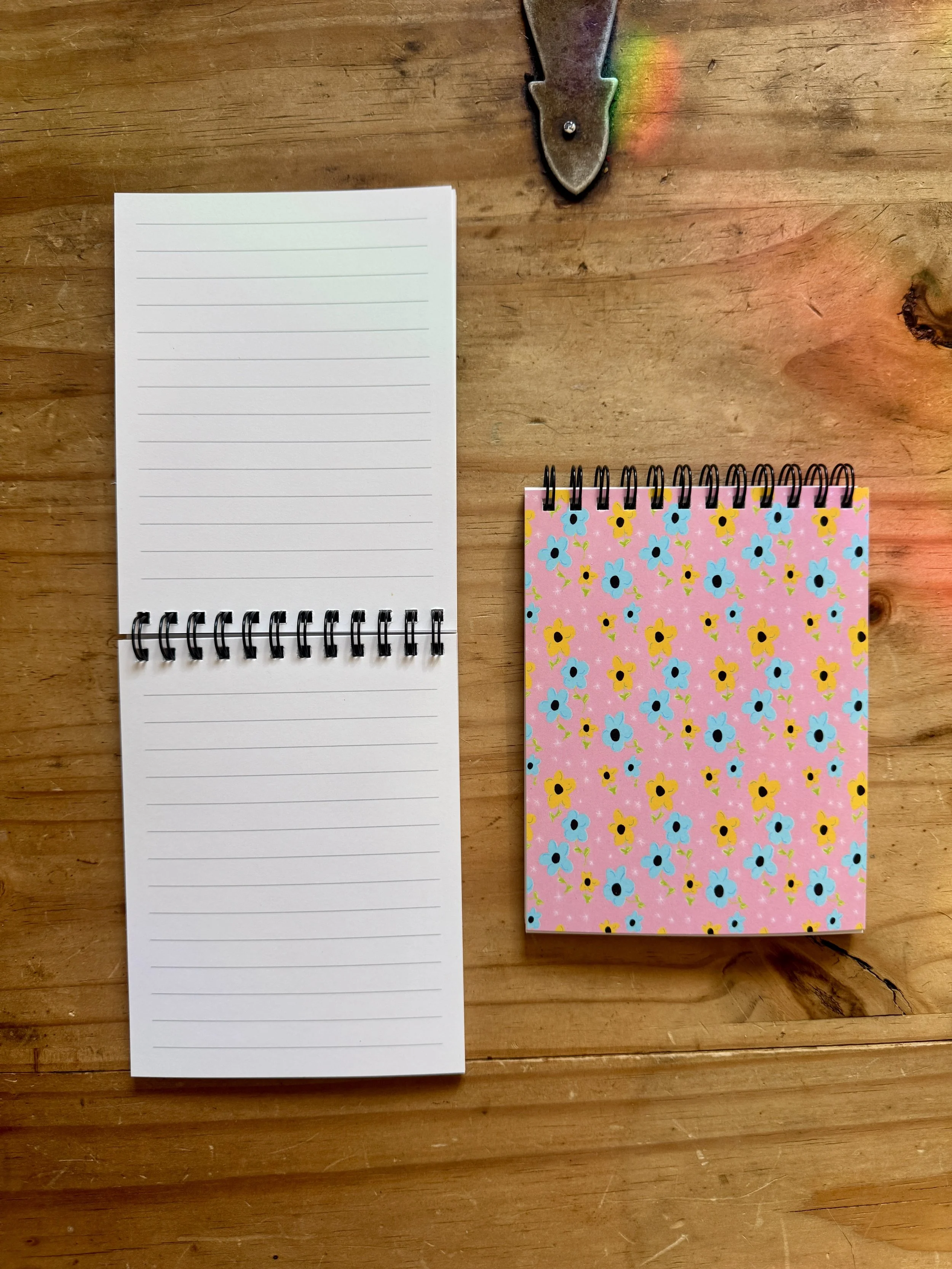 Pink Floral Lined Notepad - 5.5"x4.25" - AbstractbyRabrams -