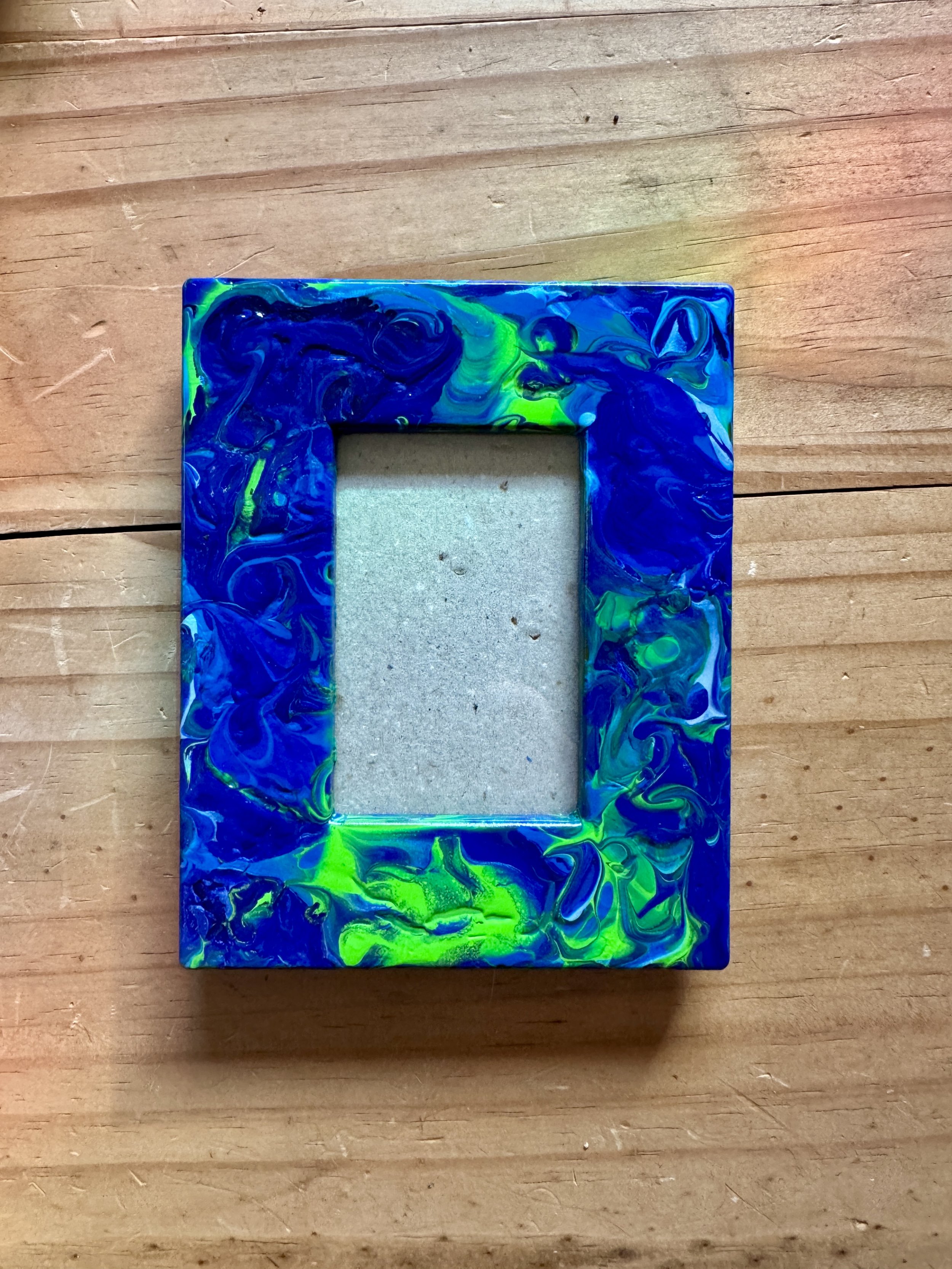 Upcycled Hand painted Picture Frame - Holds Ones 2"x3" picture - AbstractbyRabrams -
