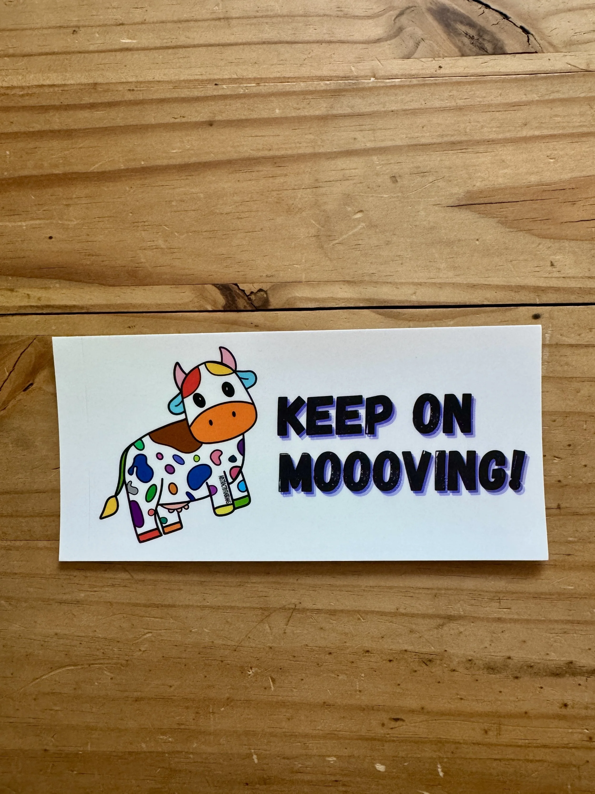 Cow Bumper Sticker- - 3.5” × 7.8” - Matte - AbstractbyRabrams -