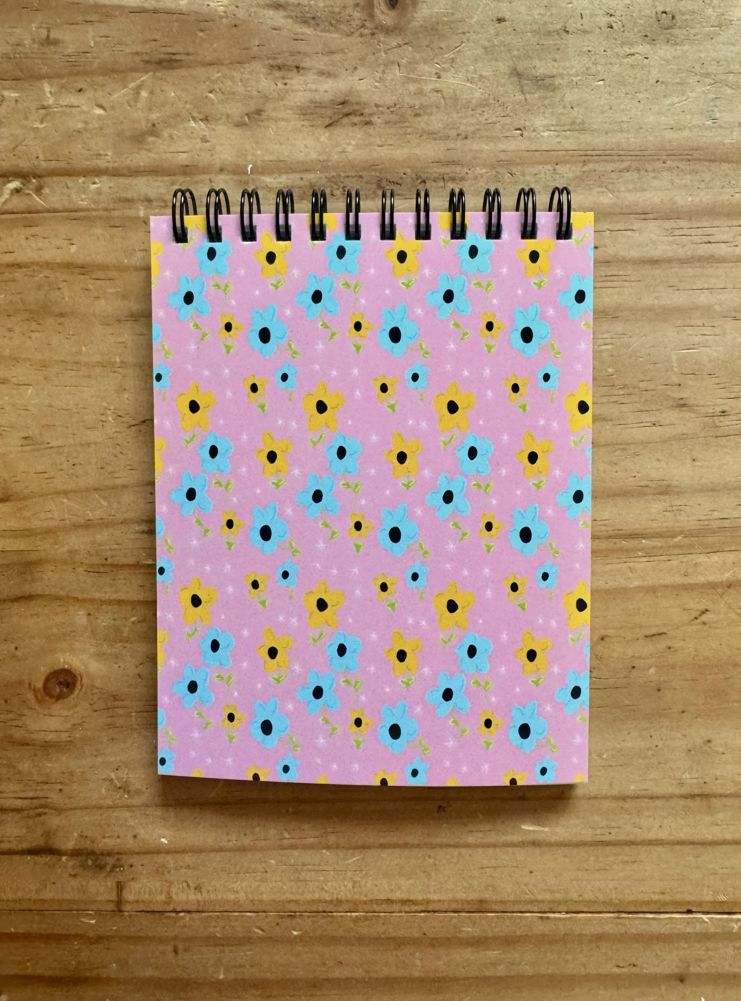 Pink Floral Lined Notepad - 5.5"x4.25" - AbstractbyRabrams -