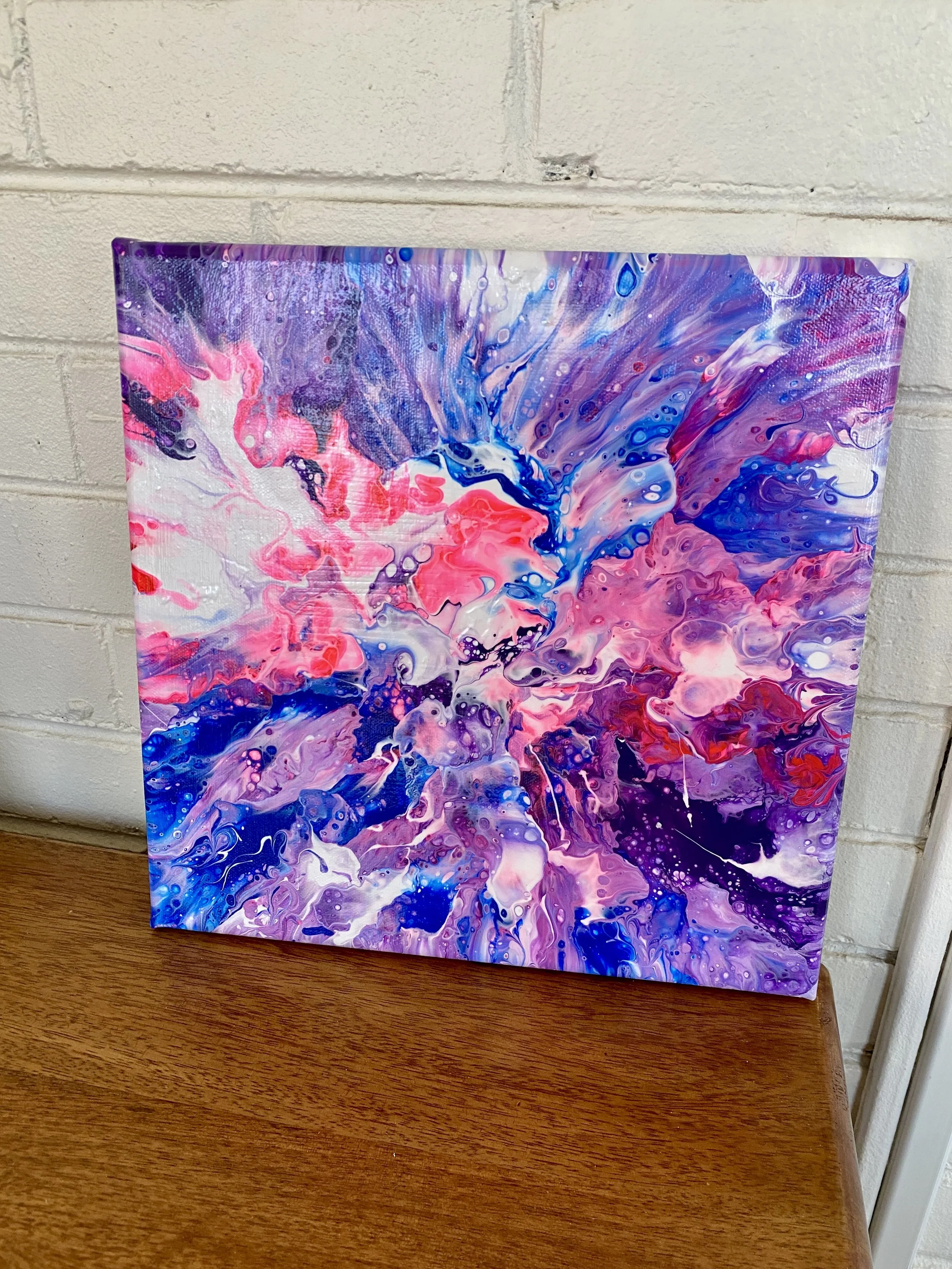 Bisexual Pride Painting You are Loved #47 - 12"x12" Pour Painting - AbstractbyRabrams -