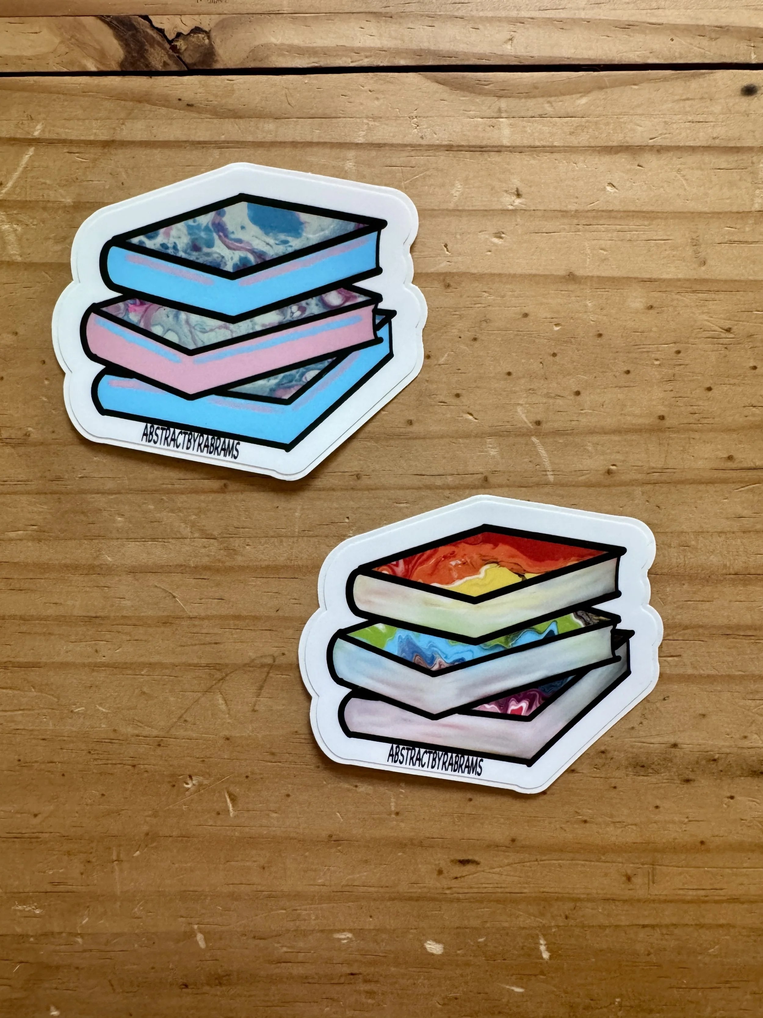 Rainbow and Trans Stacks of Books Sticker