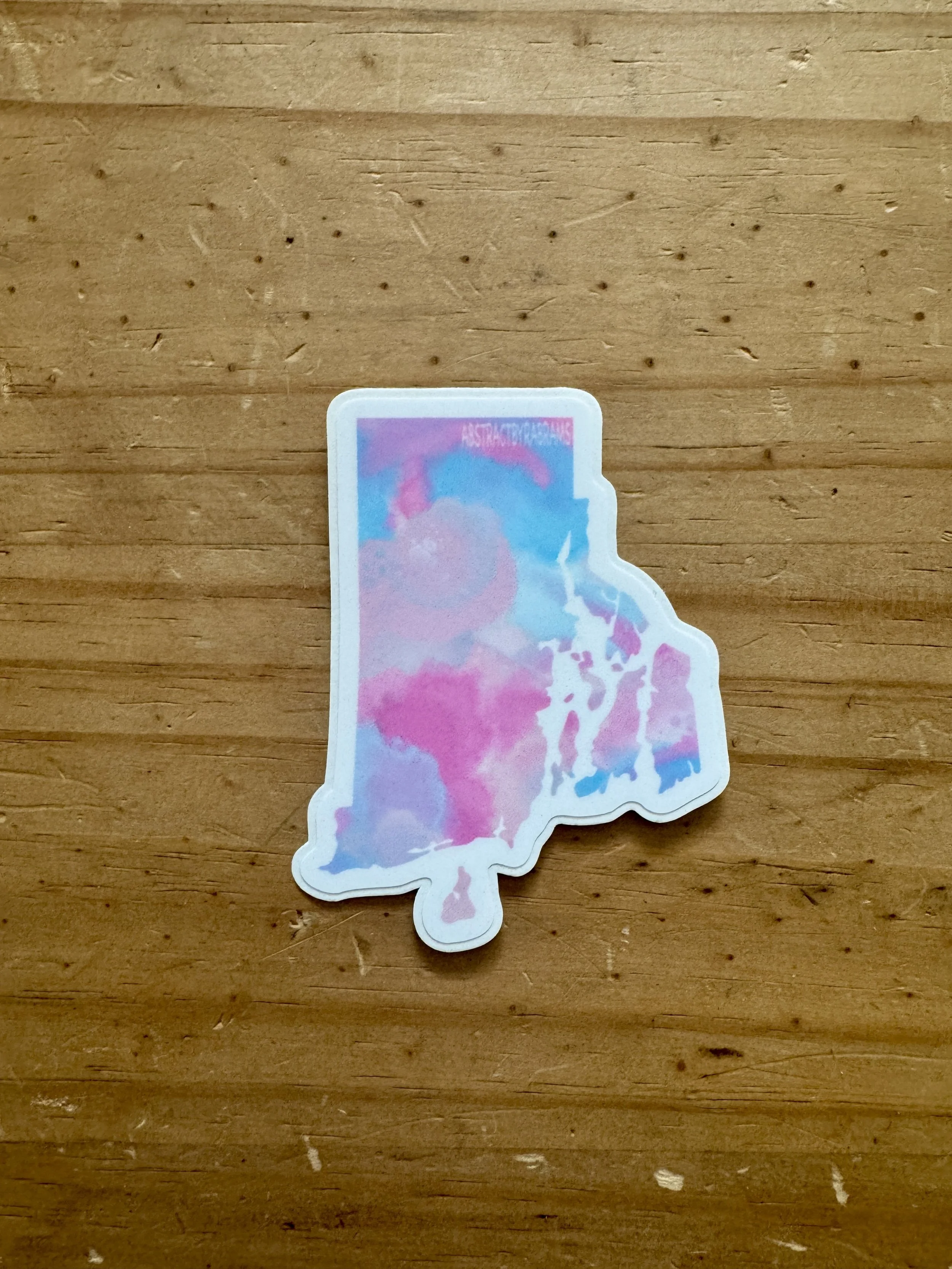 PREORDER!! Rhode Island State Trans Pride and Rainbow State Vinyl Sticker - AbstractbyRabrams - SQ2460007