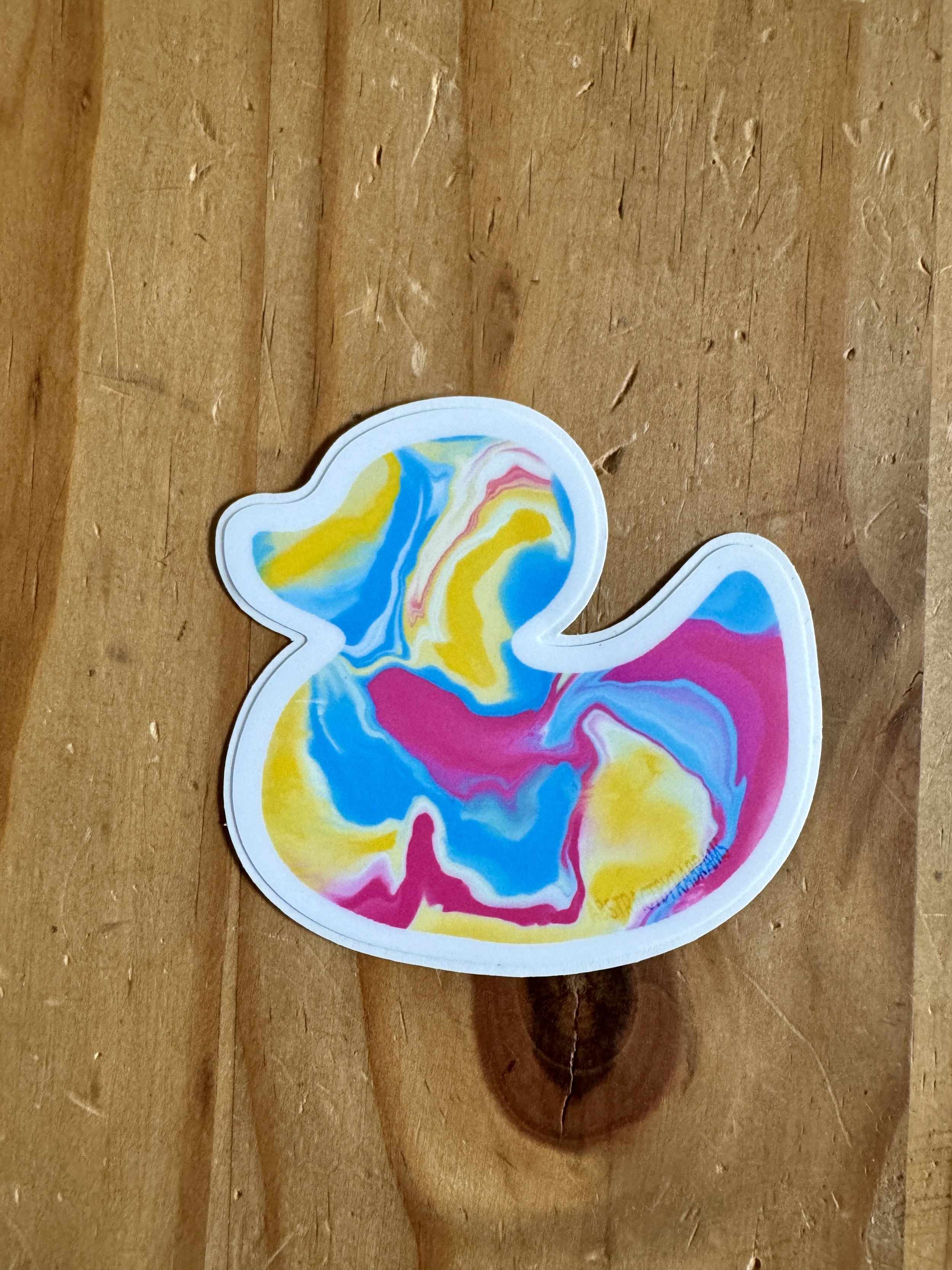 Pink, Yellow, Blue Duck Sticker - Pansexual Pride - Easy Peel - Vinyl - 3"