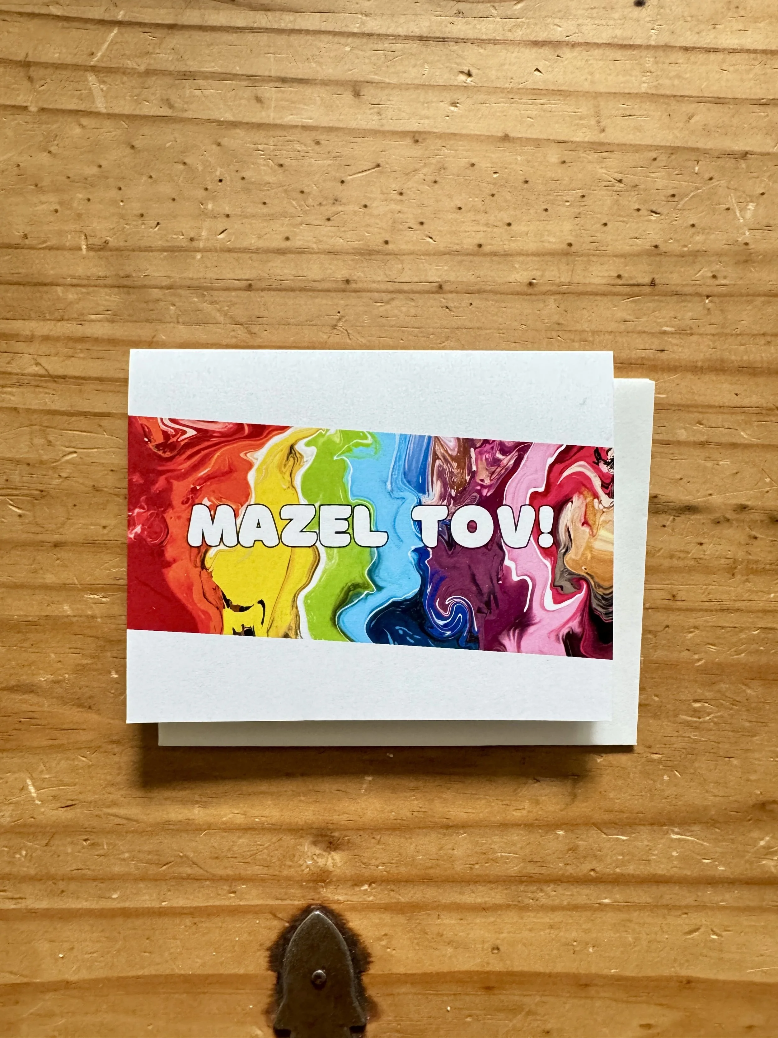 Rainbow Mazel Tov Greeting Card - A2 - AbstractbyRabrams -