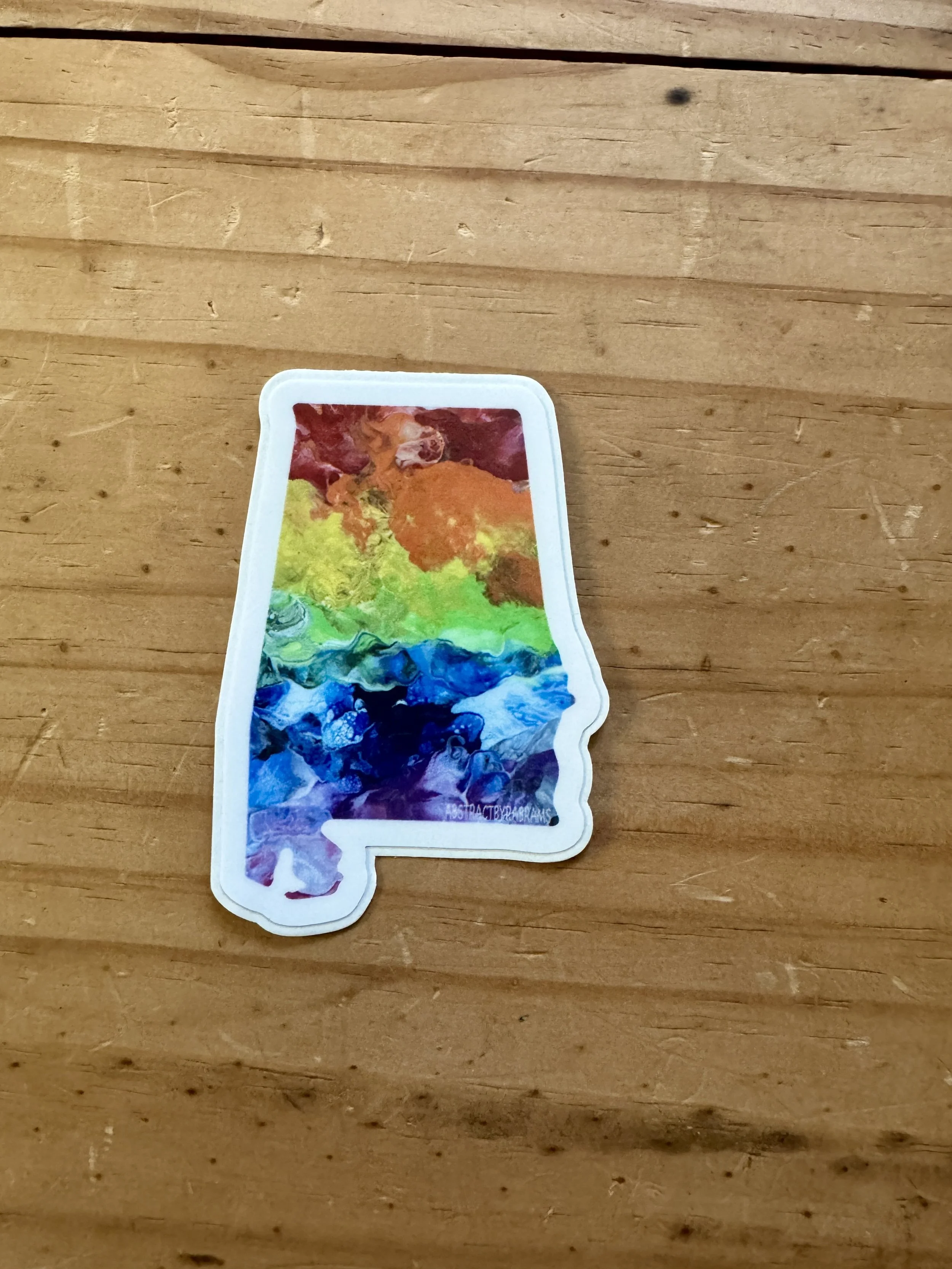 Alabama State Trans Pride and Rainbow State Vinyl Sticker - AbstractbyRabrams - SQ8841223