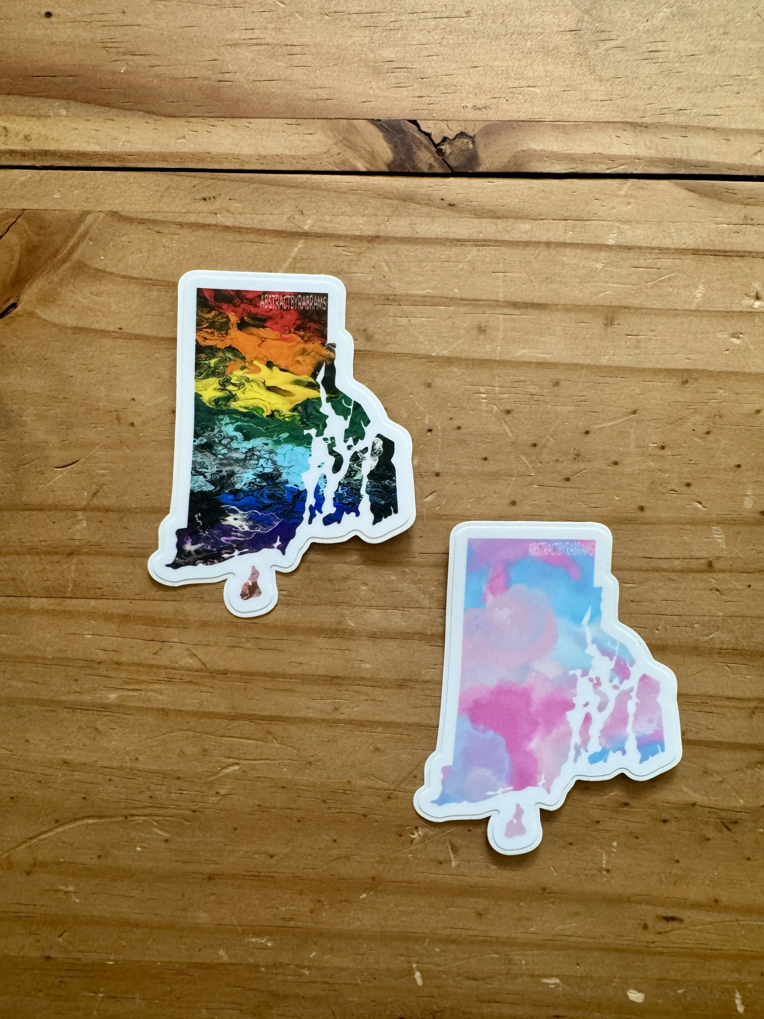 PREORDER!! Rhode Island State Trans Pride and Rainbow State Vinyl Sticker - AbstractbyRabrams -