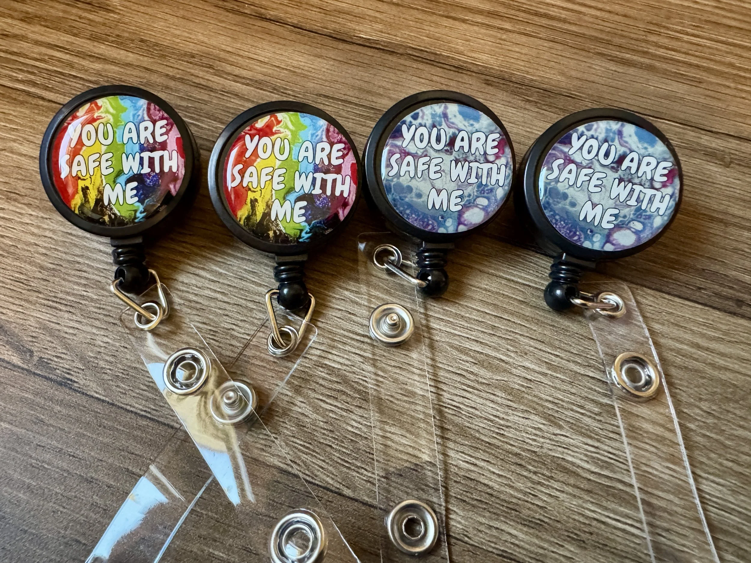 B-Grade You are Safe With Me Badge Reel - Progress Pride and Trans Pride - AbstractbyRabrams -
