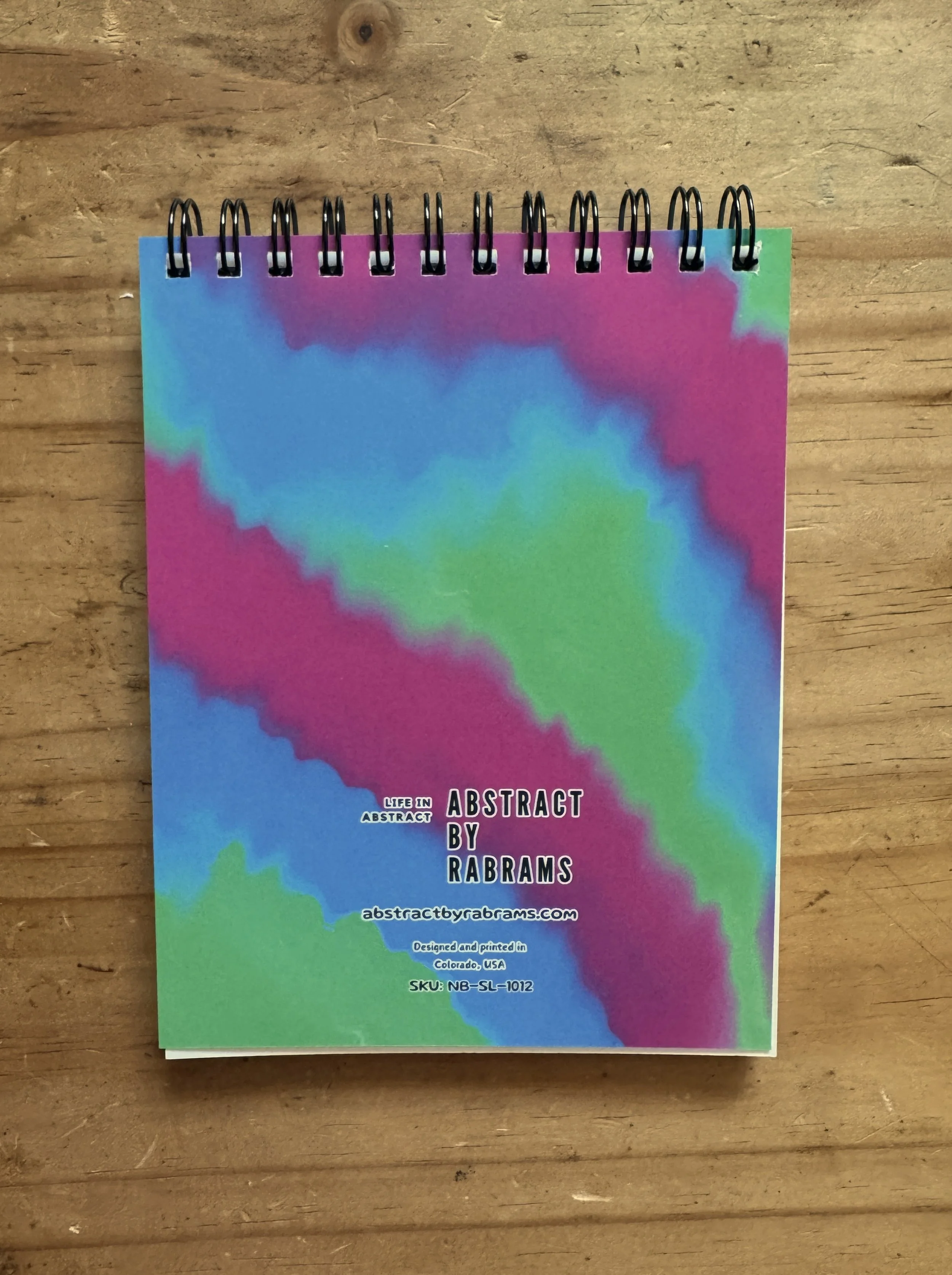 Green, Blue and Pink Lined Notepad - 5.5"x4.25" - AbstractbyRabrams -