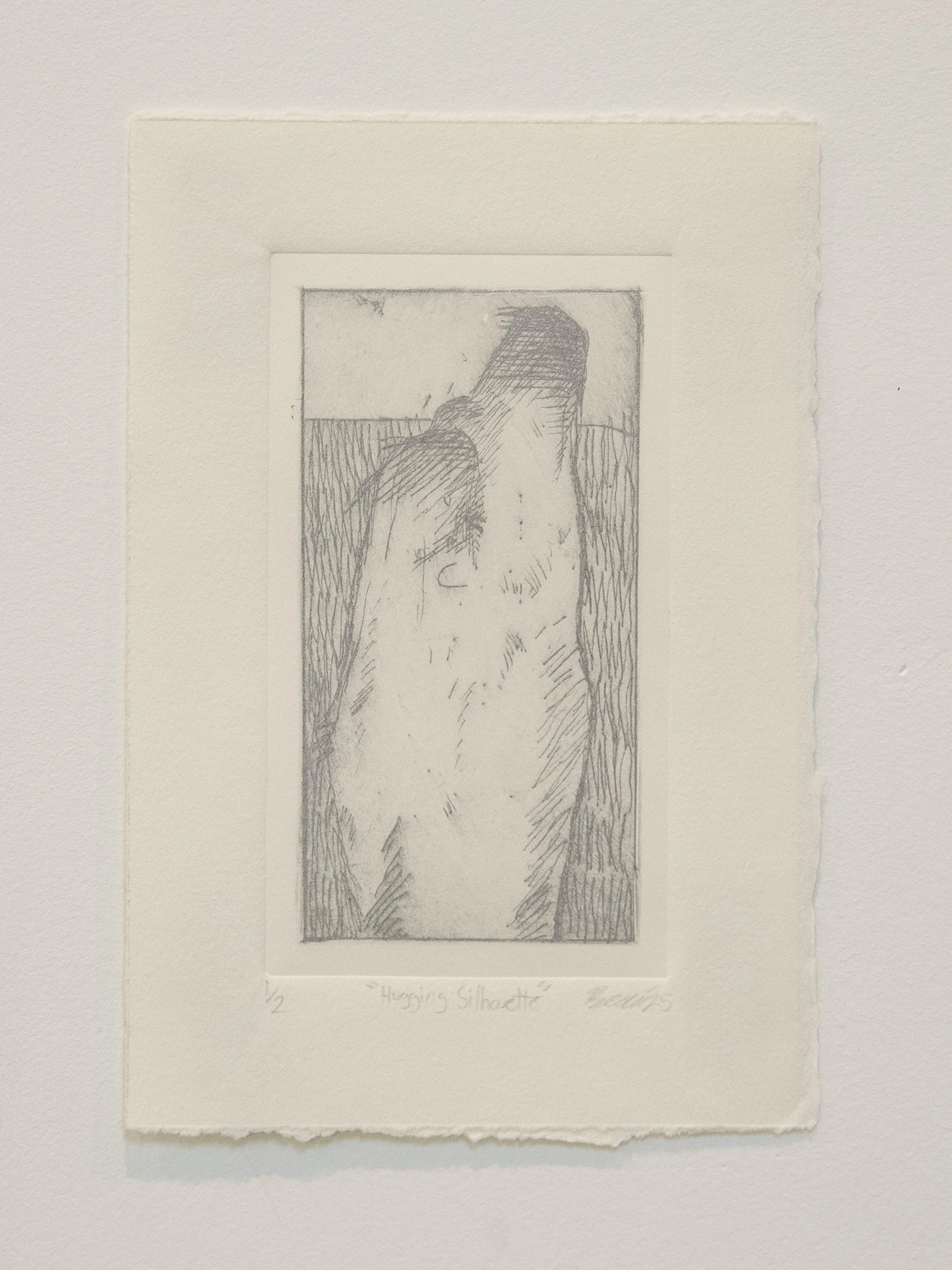 "Hugging Silhouette", Drypoint Etching (1/2), 5 x 7", 2025