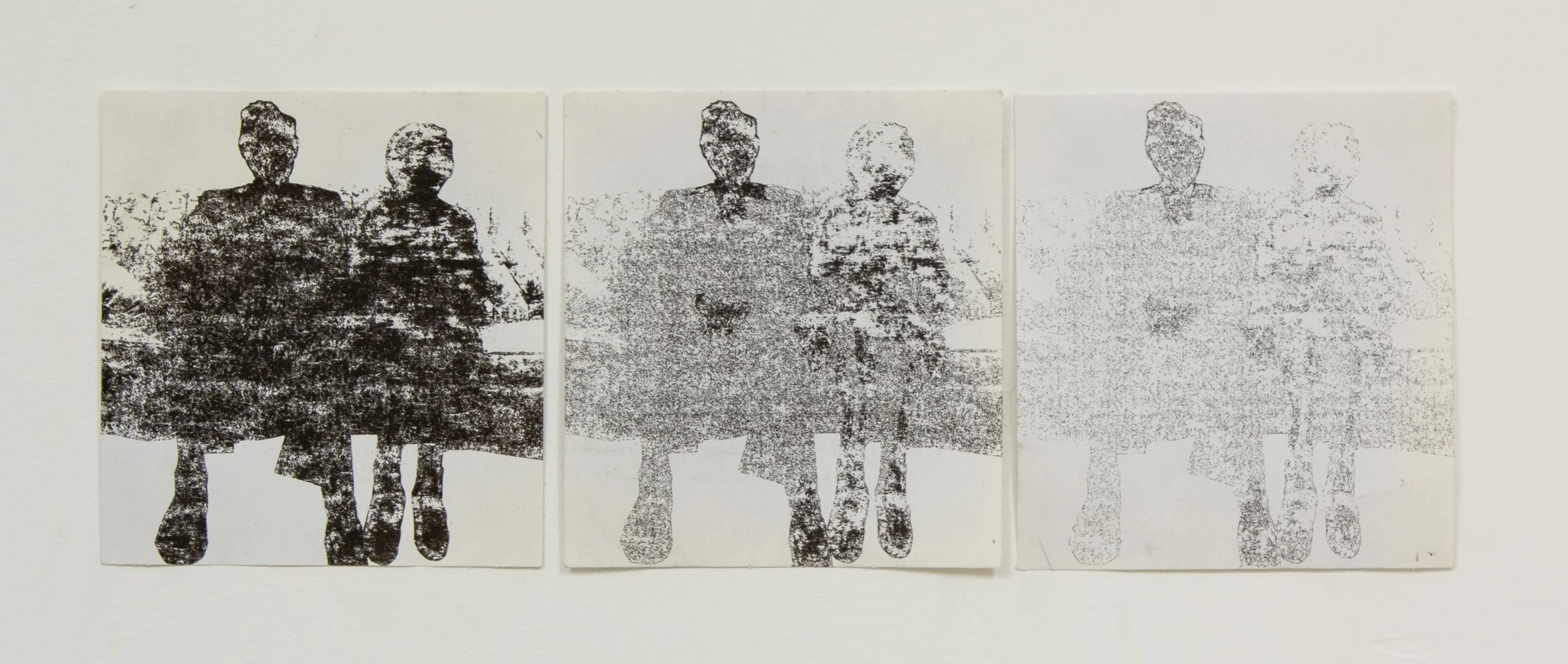 "3 Silhouettes Fading", Inkjet on paper, 4 x 5" (x3), 2021