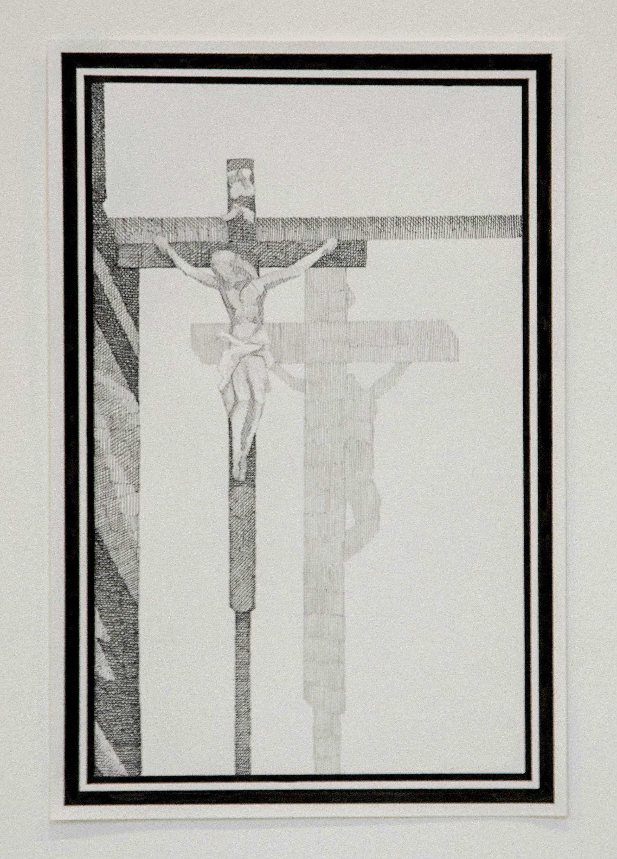"Crucifixion Silhouette", Pen and Ink, 9 x 13.5", 2025