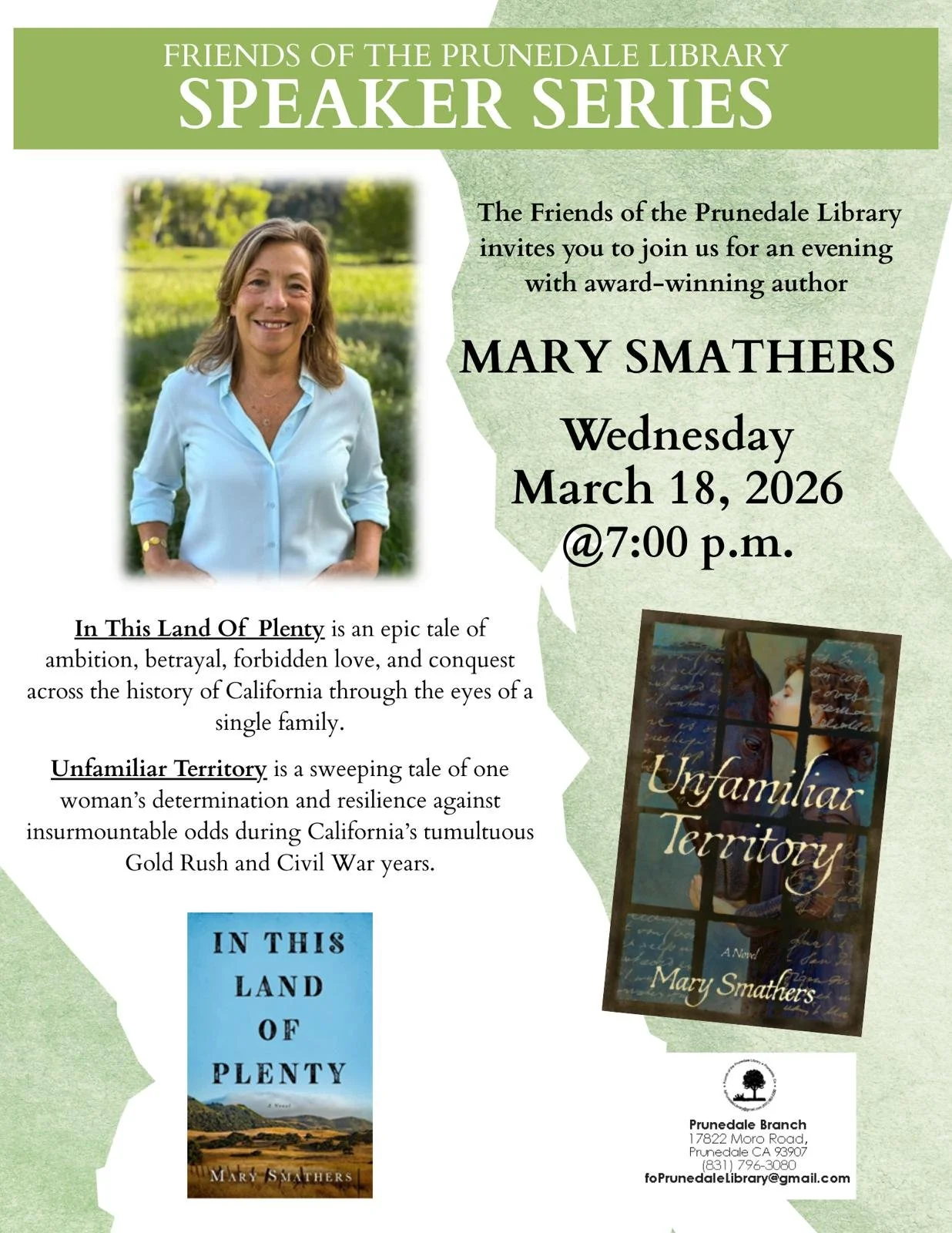 Prunedale Library Event on California Novels