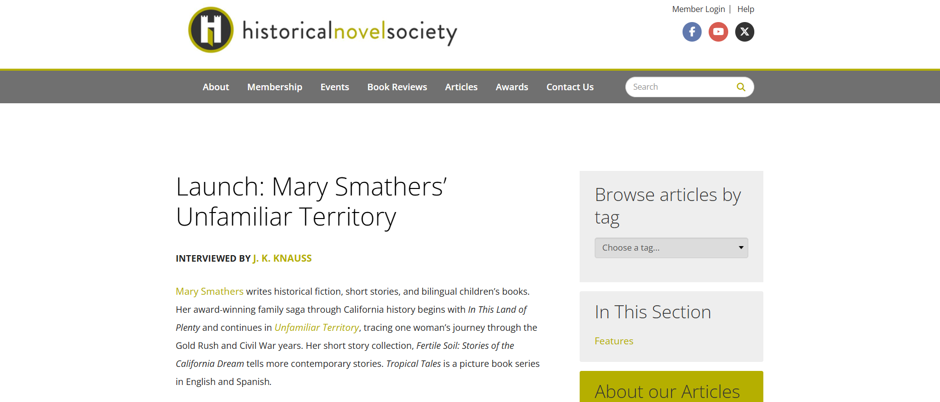 Mary Featured in Historical Novel Society Interview