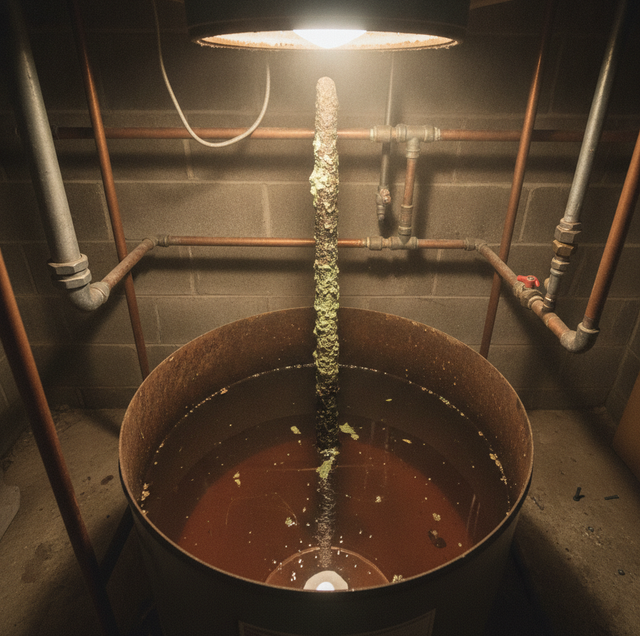 water heater with corroded anode rod emitting sulfur smell