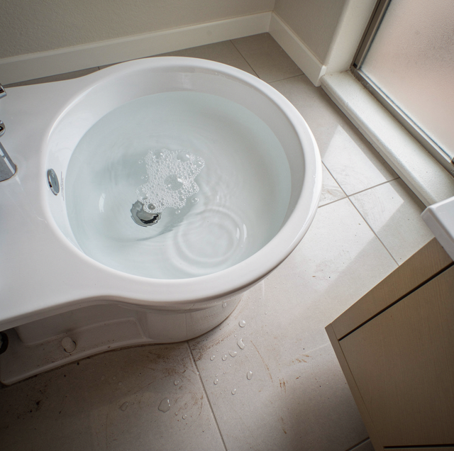 clogged shared drain line gurgling toilet beside washing machine