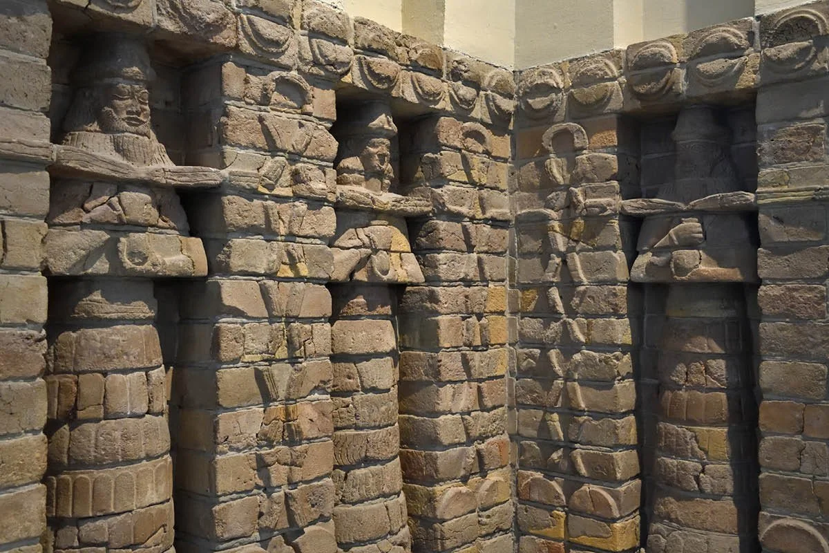 Sculpted brick figures from the façade of the Temple of Inanna at Uruk, now in the Pergamon Museum.