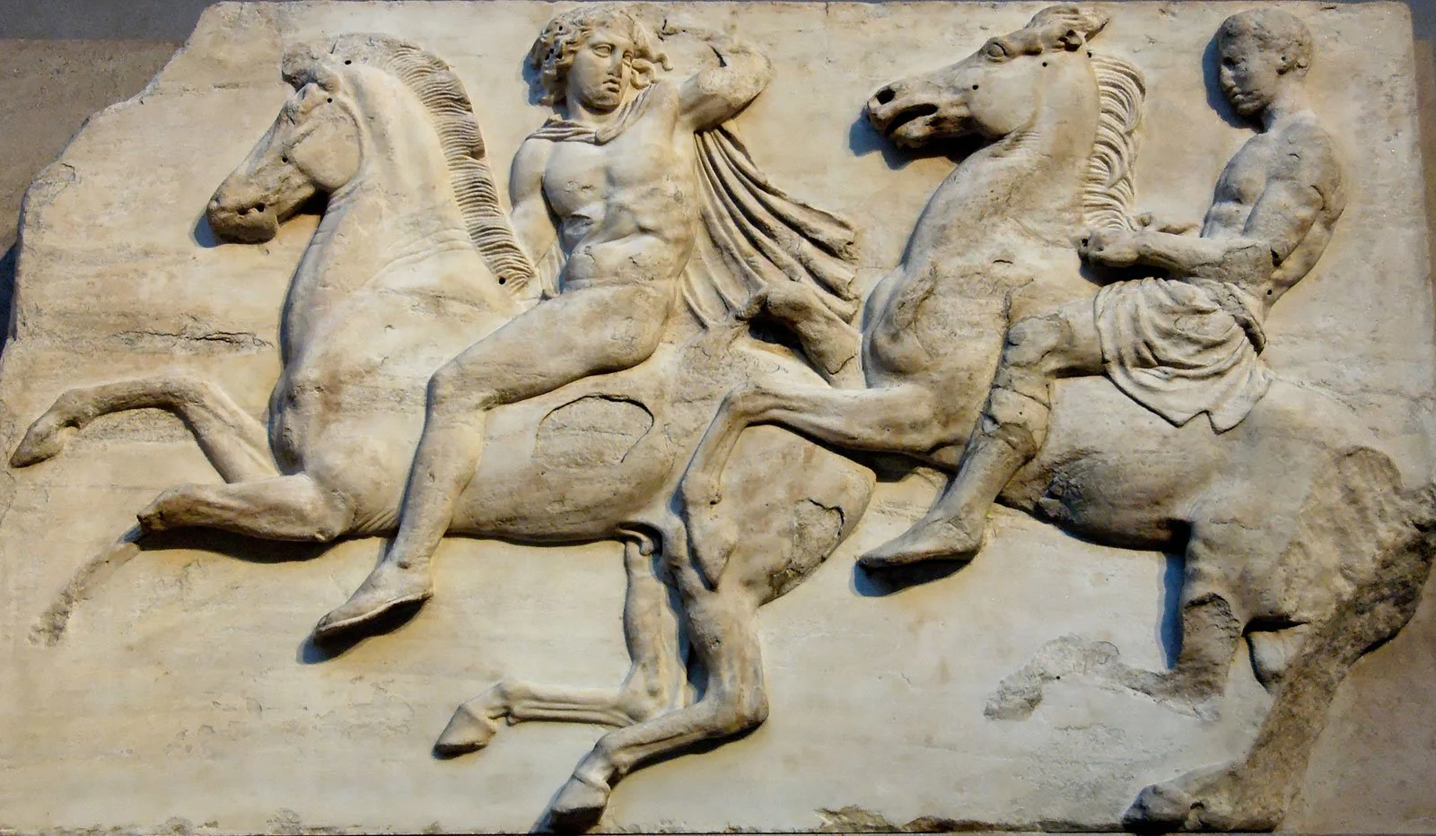 Slab from the Parthenon frieze showing horsemen in procession.