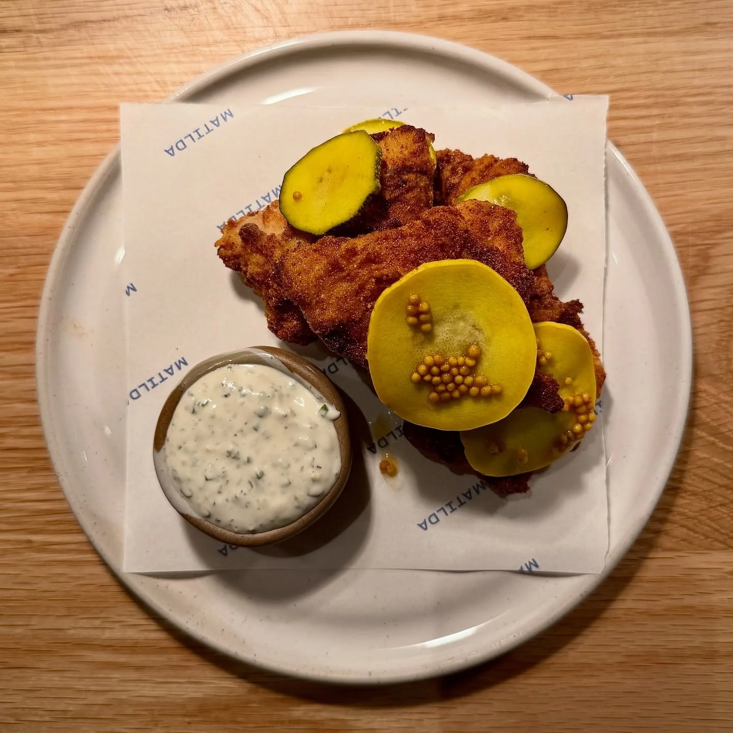 Nashville hot chicken of the woods, bread &amp; butter pickles, ranch. Wild mushrooms that taste just like chicken. On special now&mdash;but not for long!