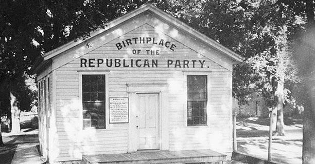 HISTORY: On this day in 1854, the Republican Party was founded when anti-slavery activists gathered in a small Wisconsin schoolhouse to form a coalition opposing the vile act of slavery.

The Democratic Party is far older, founded around 1792 to cham