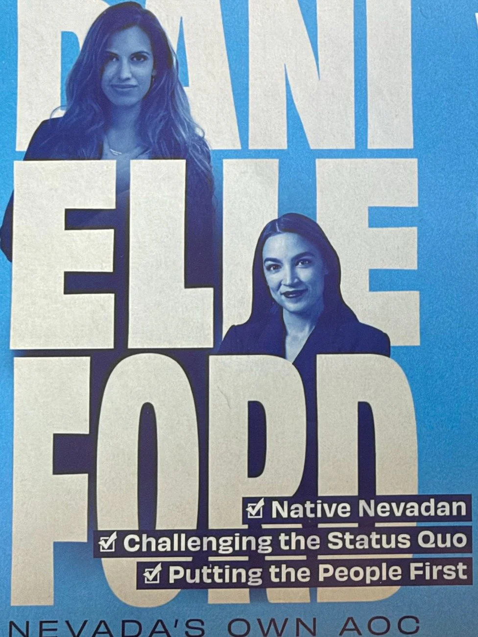 Additional mailers from the Silver State Accountability PAC are circulating that connect third-party Nevada gubernatorial candidate Danielle Ford to Rep. Alexandria Ocasio-Cortez. More at https://www.youtube.com/shorts/Bap4iNl9RR8