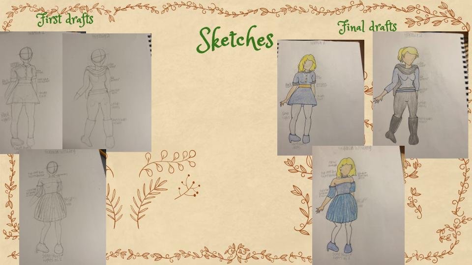 Hermia sketches and final drafts