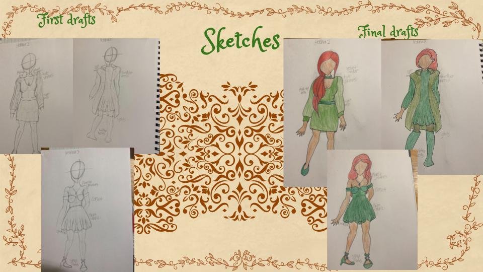 Helena sketches and final drafts