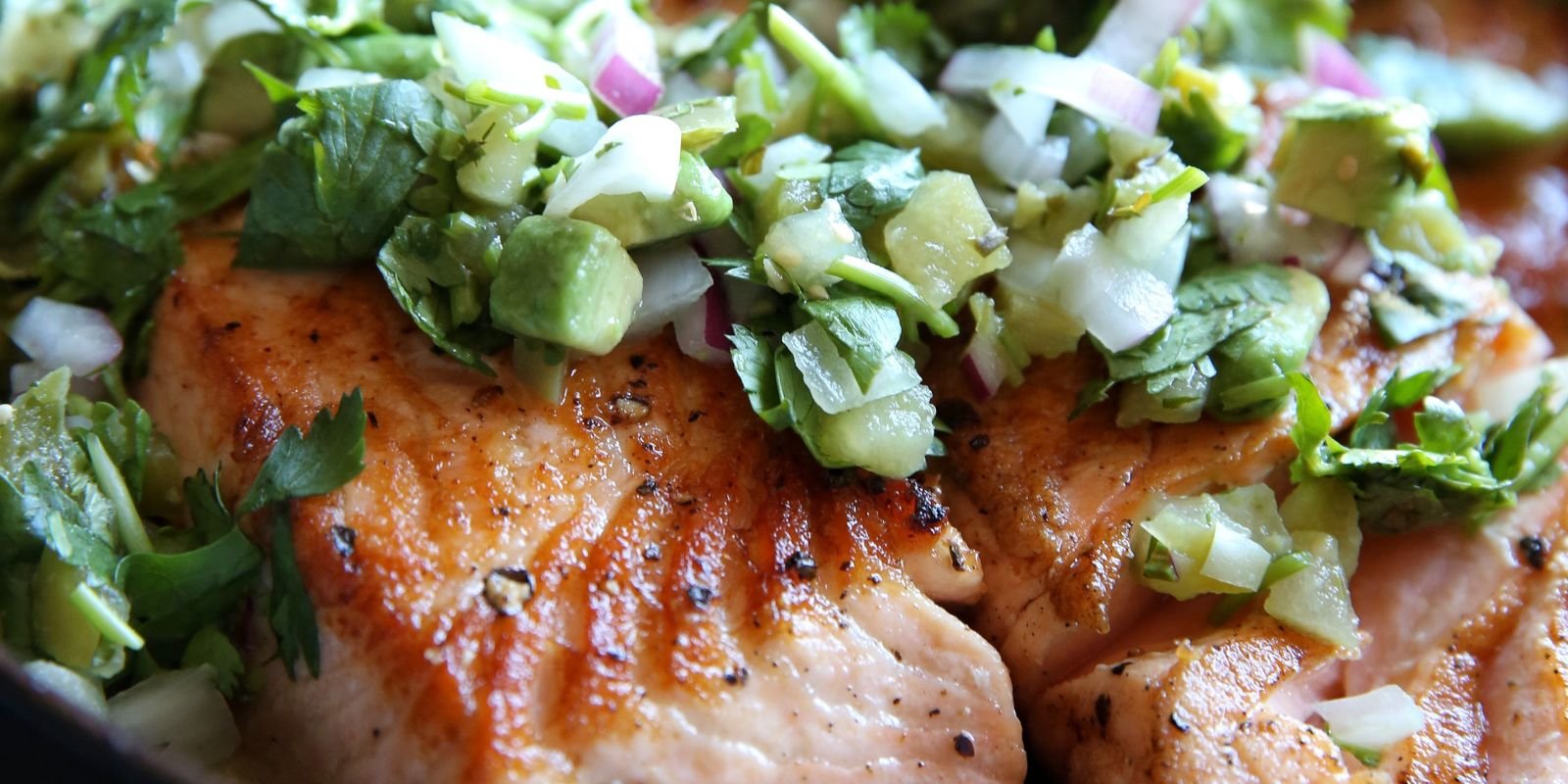 Seared Salmon with Avocado Salsa Verde