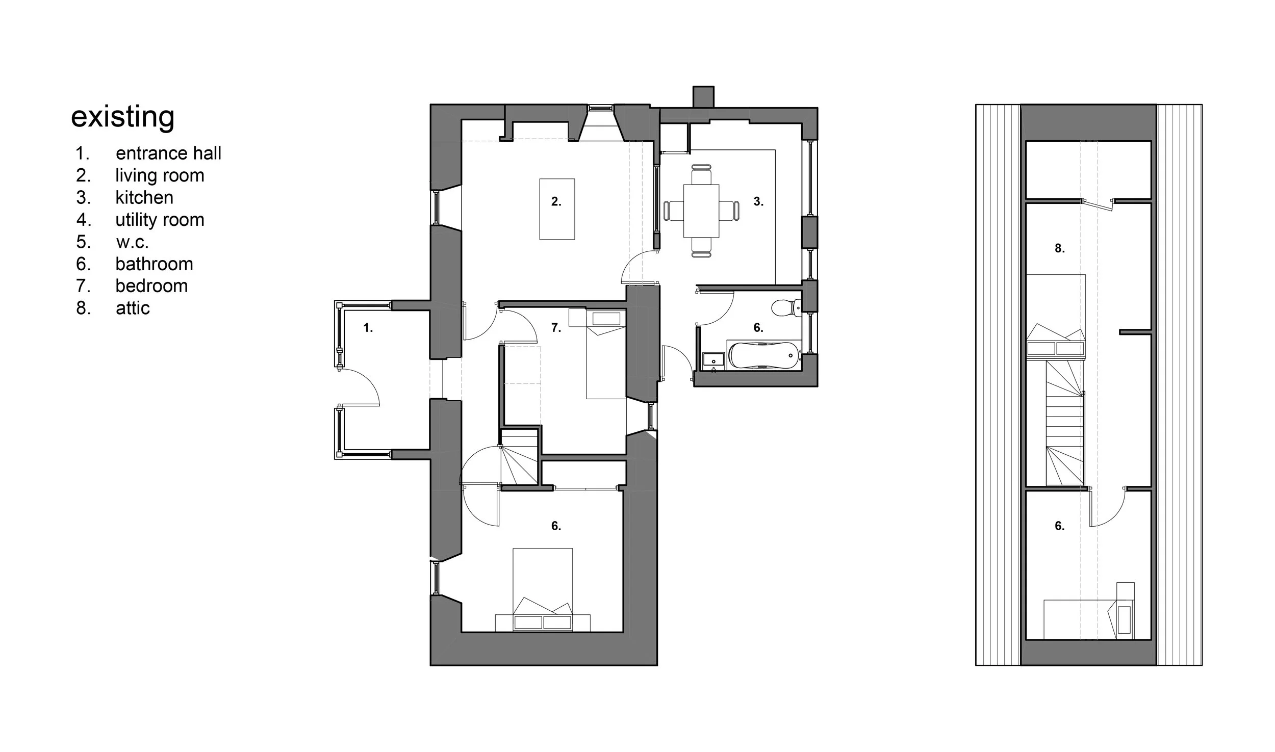 existing floor plan of cottage in Insch, Aberdeenshire